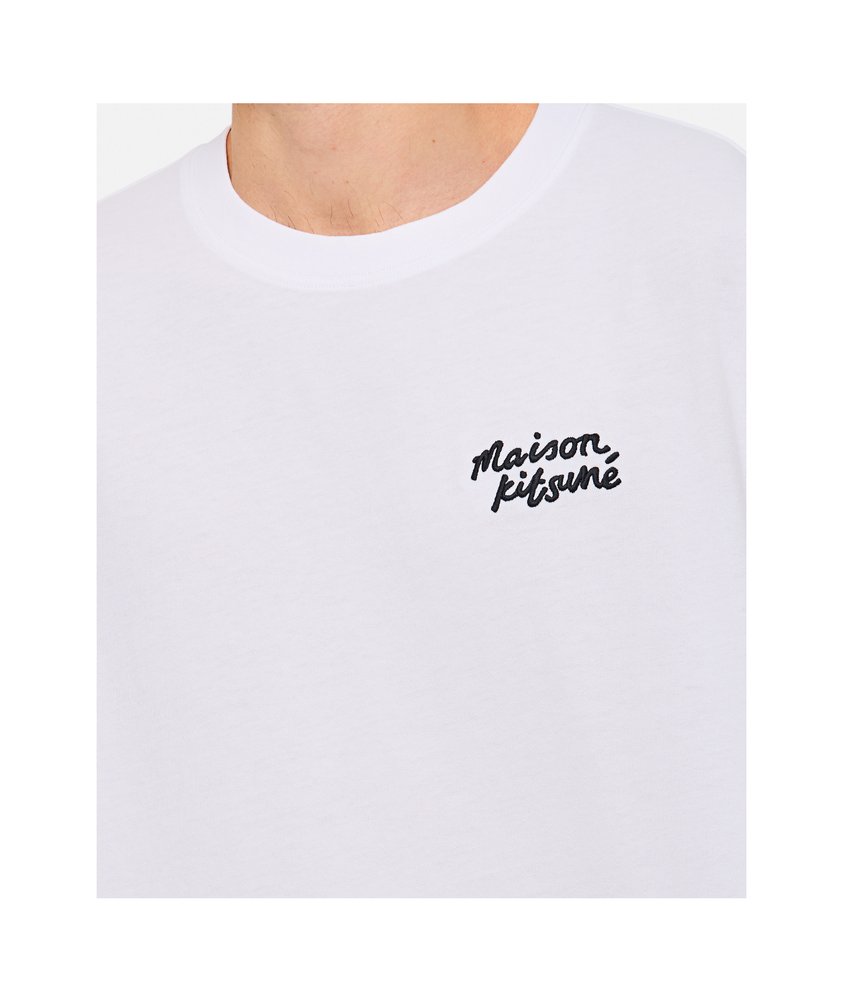 Maison Kitsuné White T-shirt With Logo Handwriting Print In White