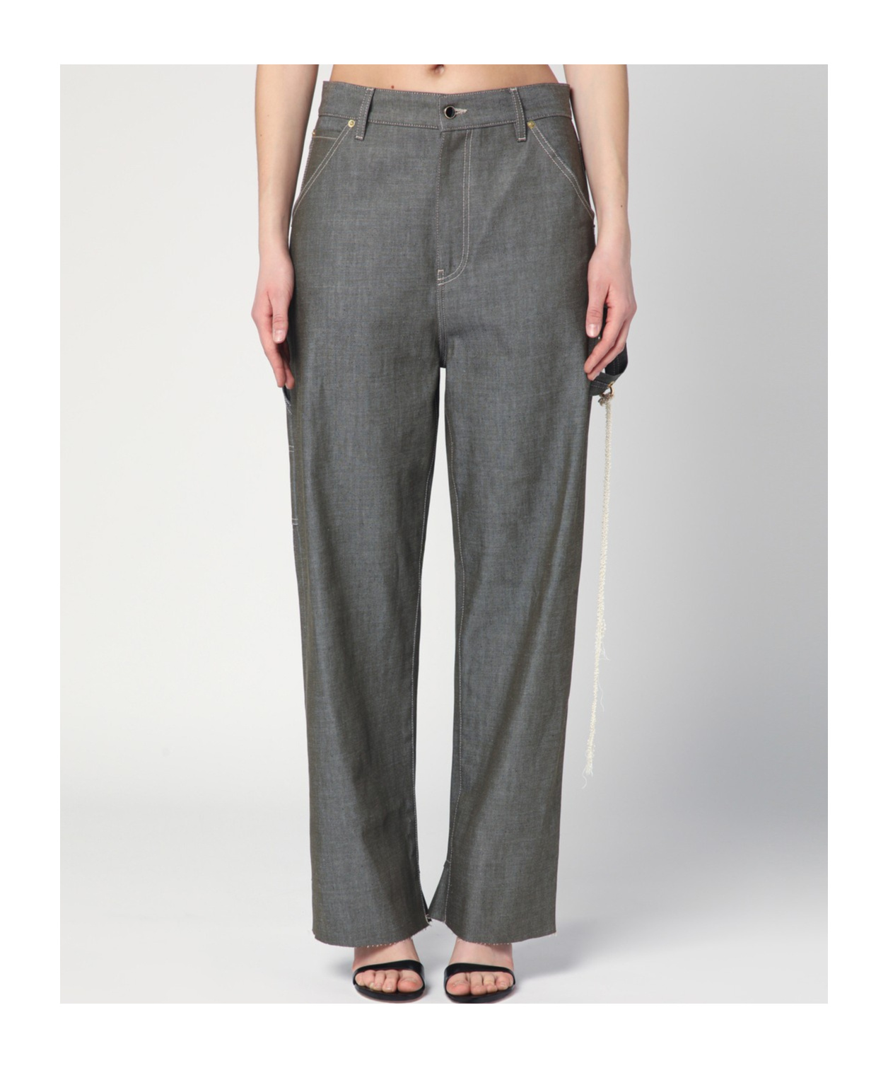Darkpark Grey Cotton Lisa Trousers In Black