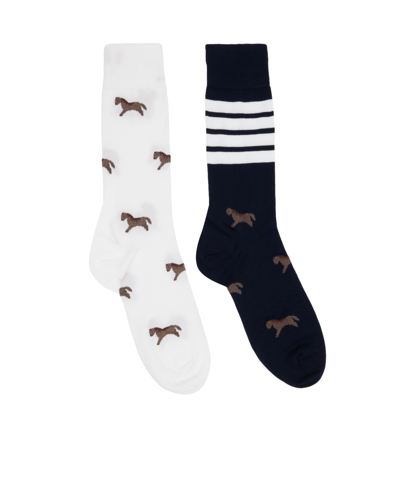 Thom Browne Jacquard Pattern Mid-calf Socks In White