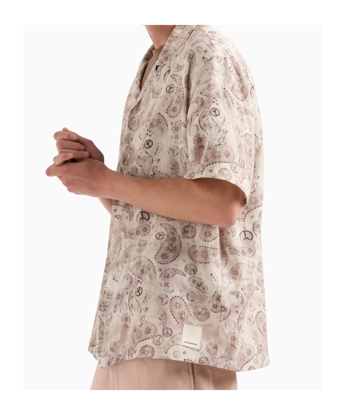 Emporio Armani Asv Capsule Peace All Over Print Shirt In Nude