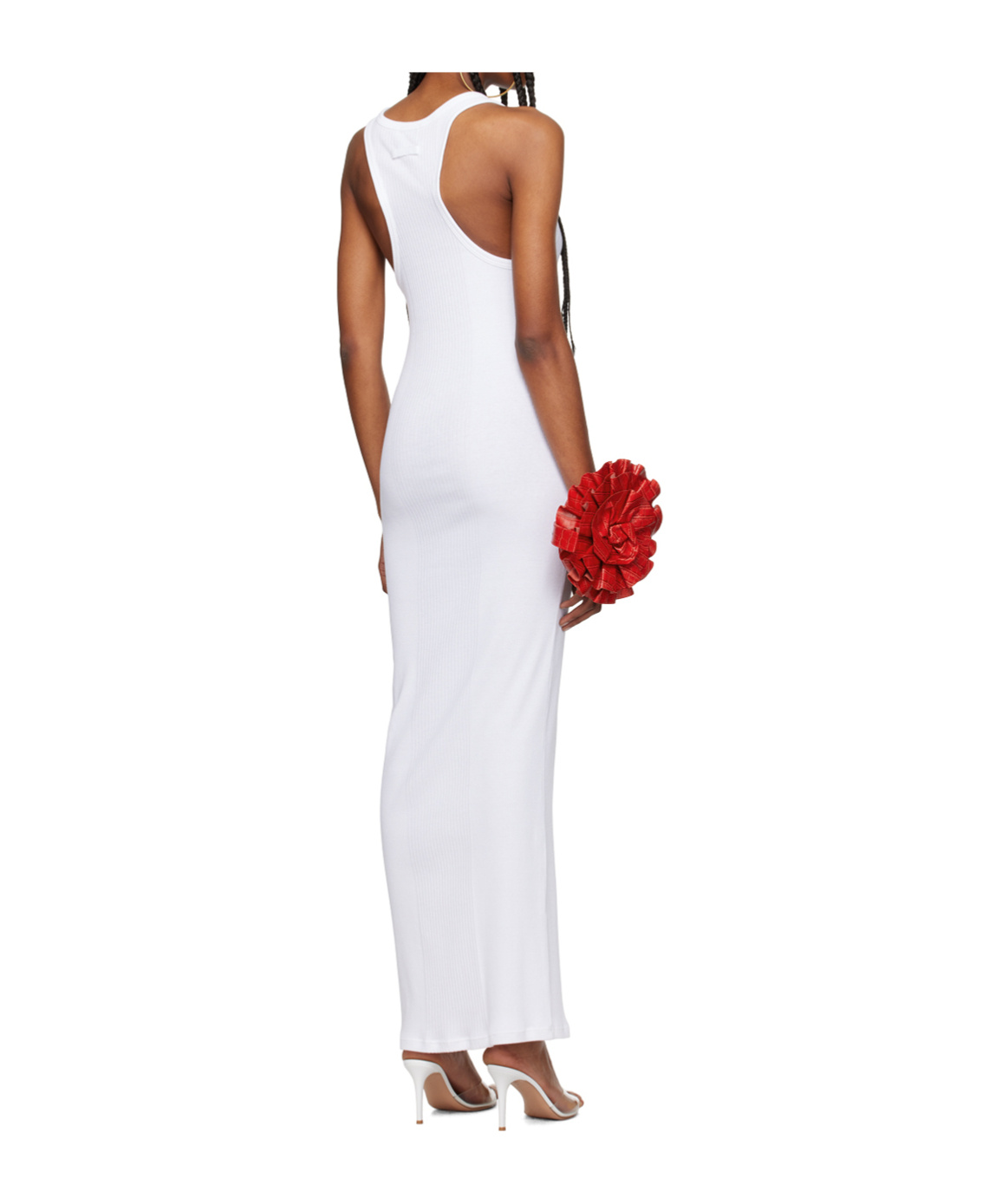 Jean Paul Gaultier Piercing Cotton Jersey Maxi Dress In White