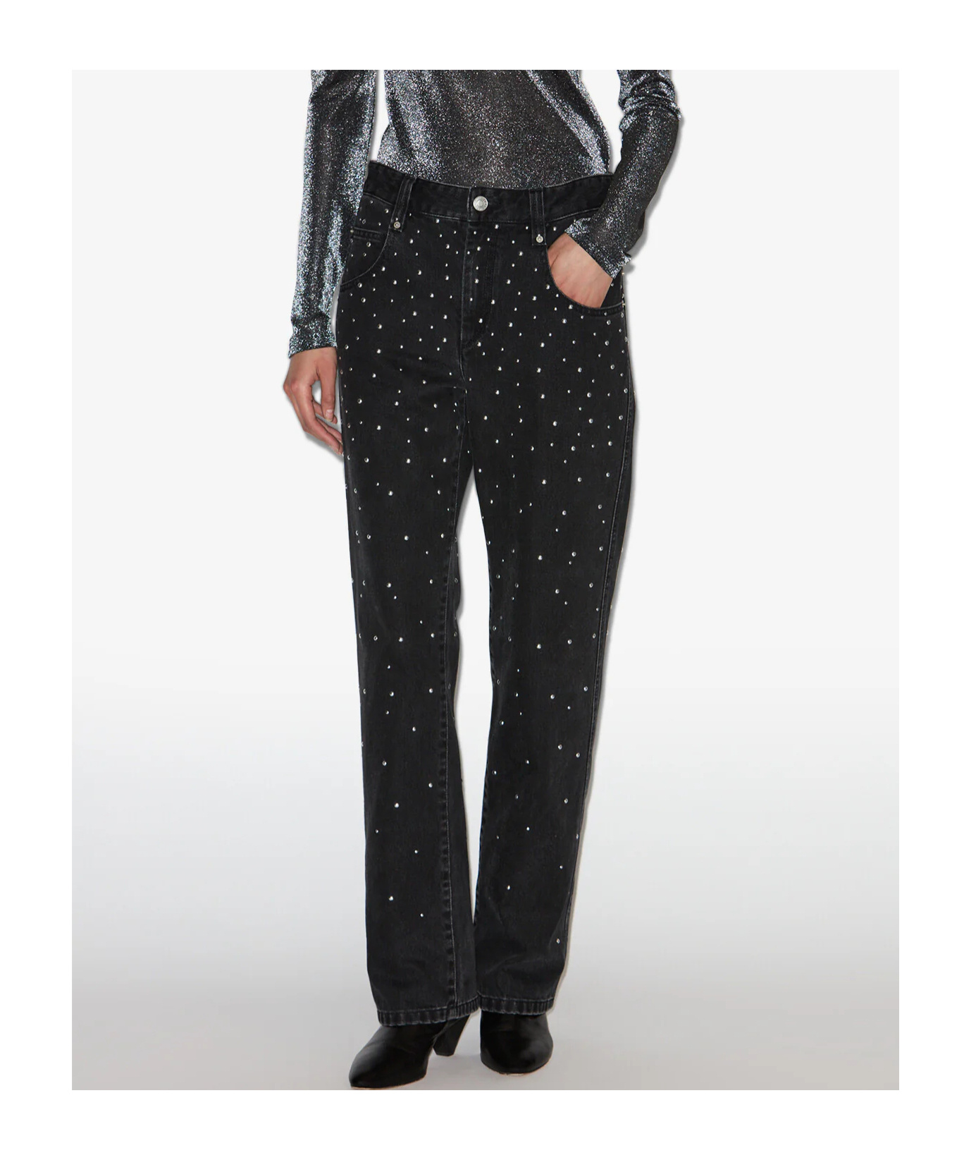 Isabel Marant Étoile Brinsa Gradient-studded Jeans In Black