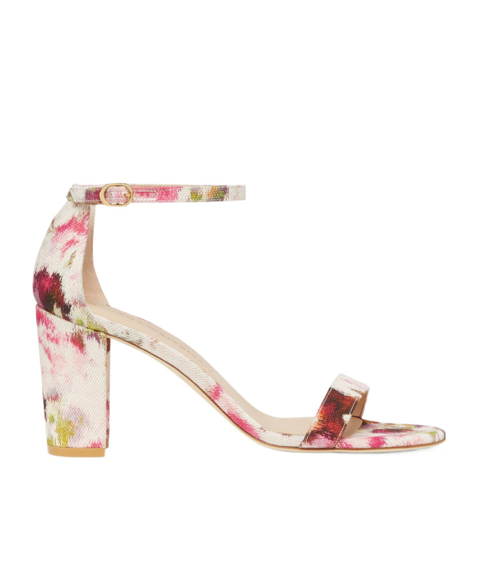 Stuart Weitzman 70mm Nearly Floral-print Jacquard Sandals In White