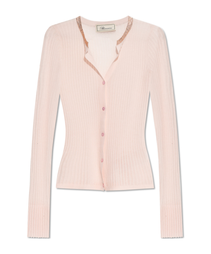Blumarine Long-sleeved Sweater In Nude