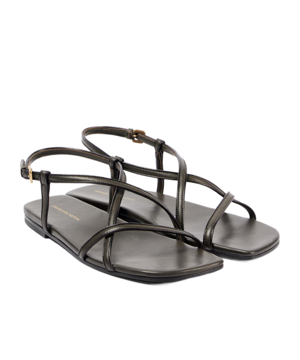 Dries Van Noten Thin Straps Flat Sandal In Black