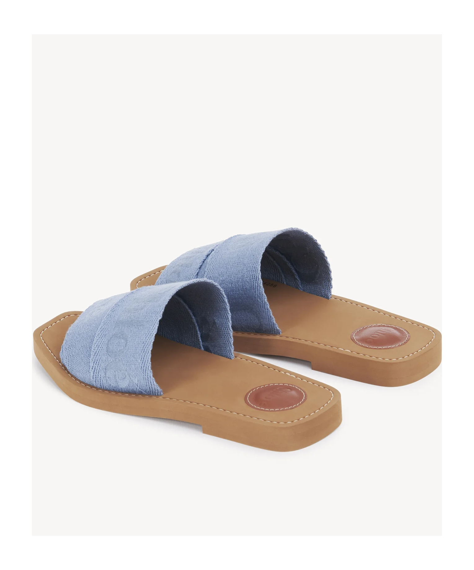 Chloé Woody Embroidered Logo Flat Sandals In Blue