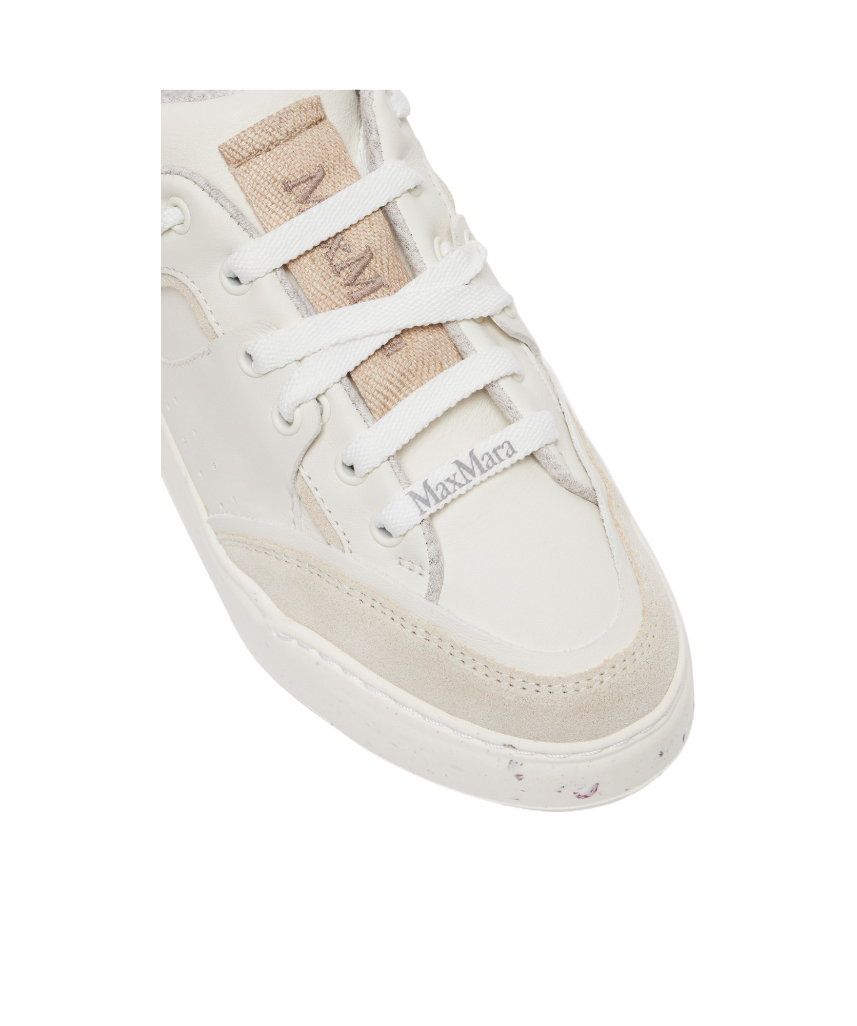 Max Mara Activegreen Trainers In Chrome-free Leather In White