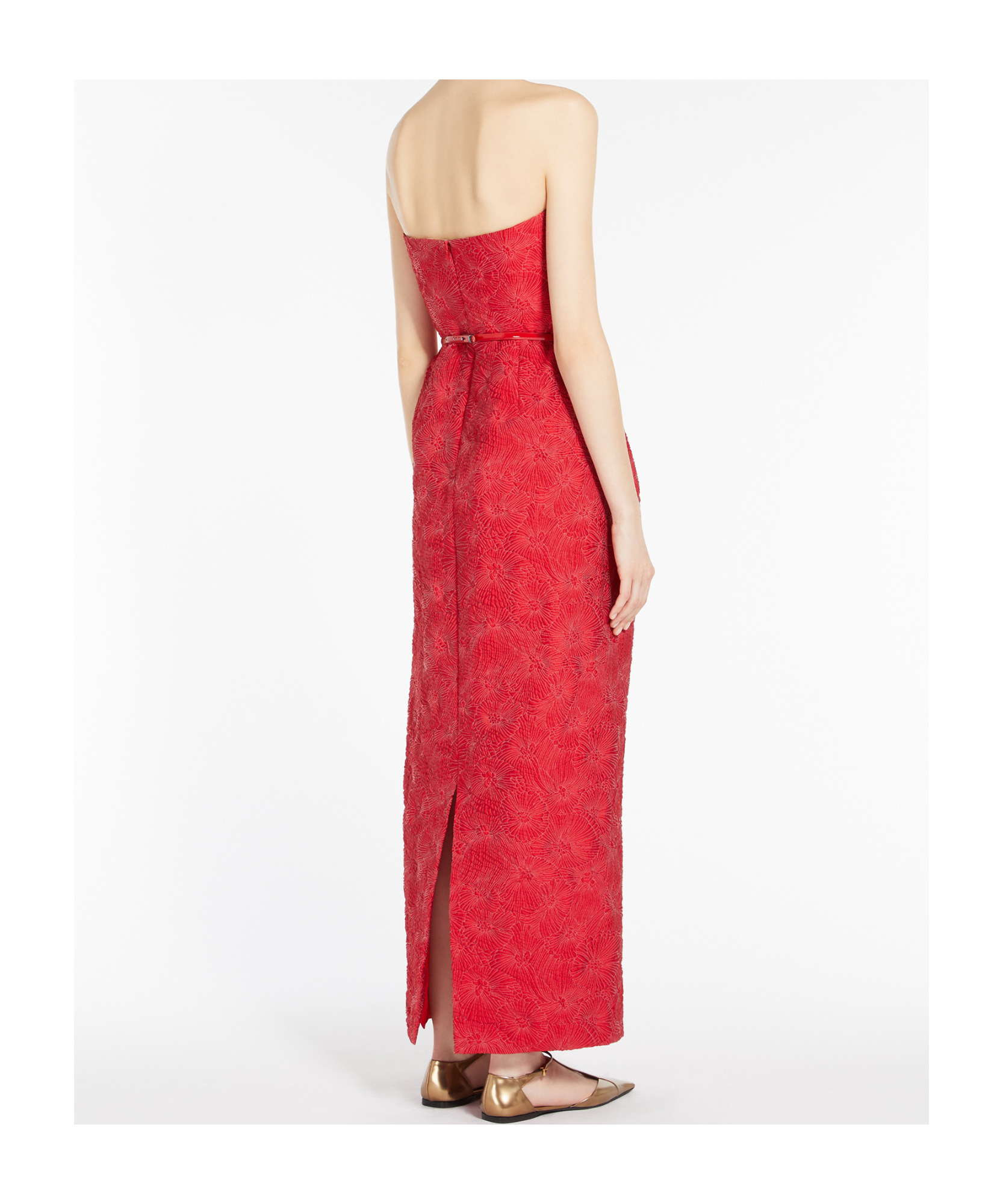 Max Mara Seersucker Corset Dress In Red