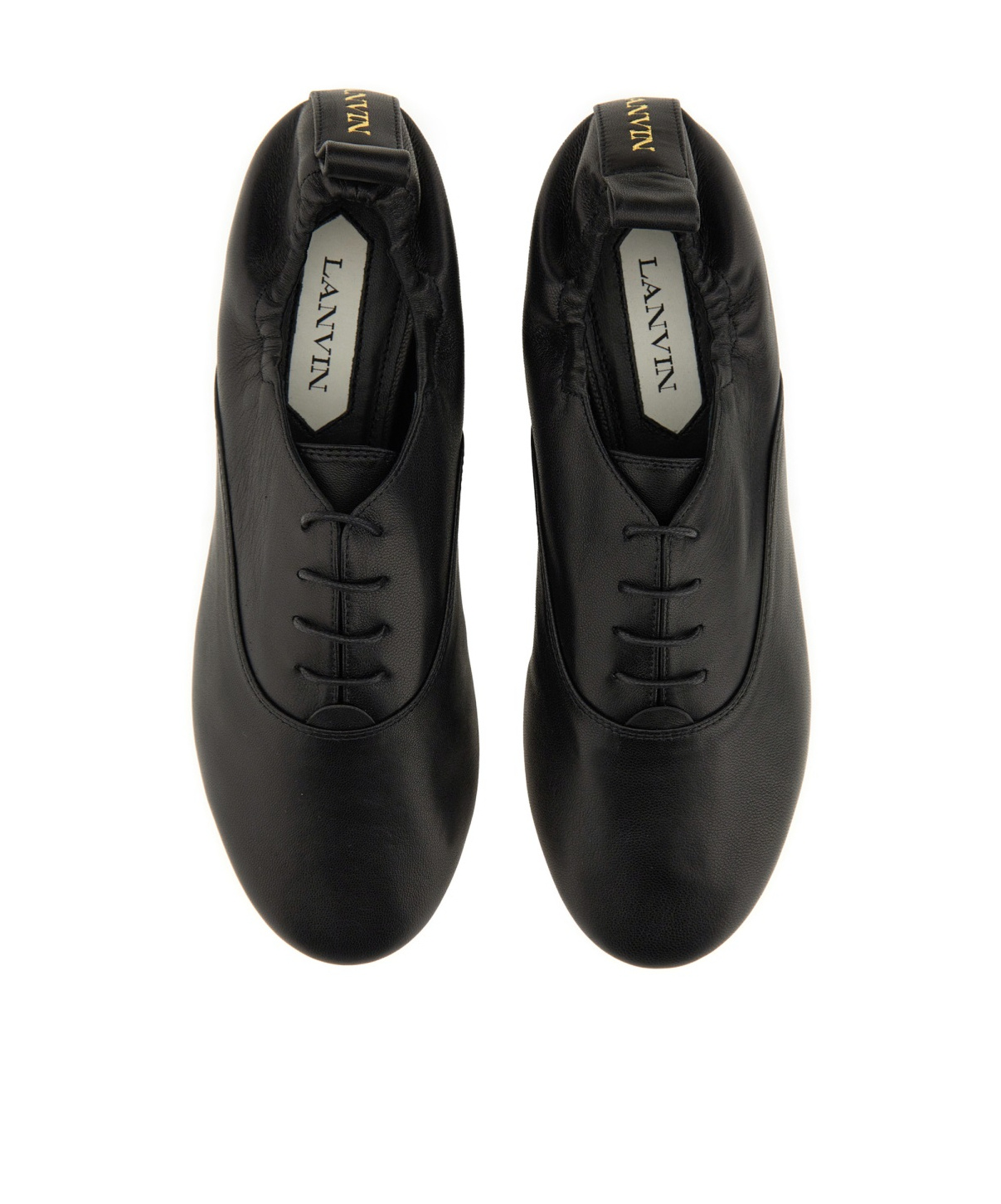 Lanvin Lace-up Leather Slippers In Black