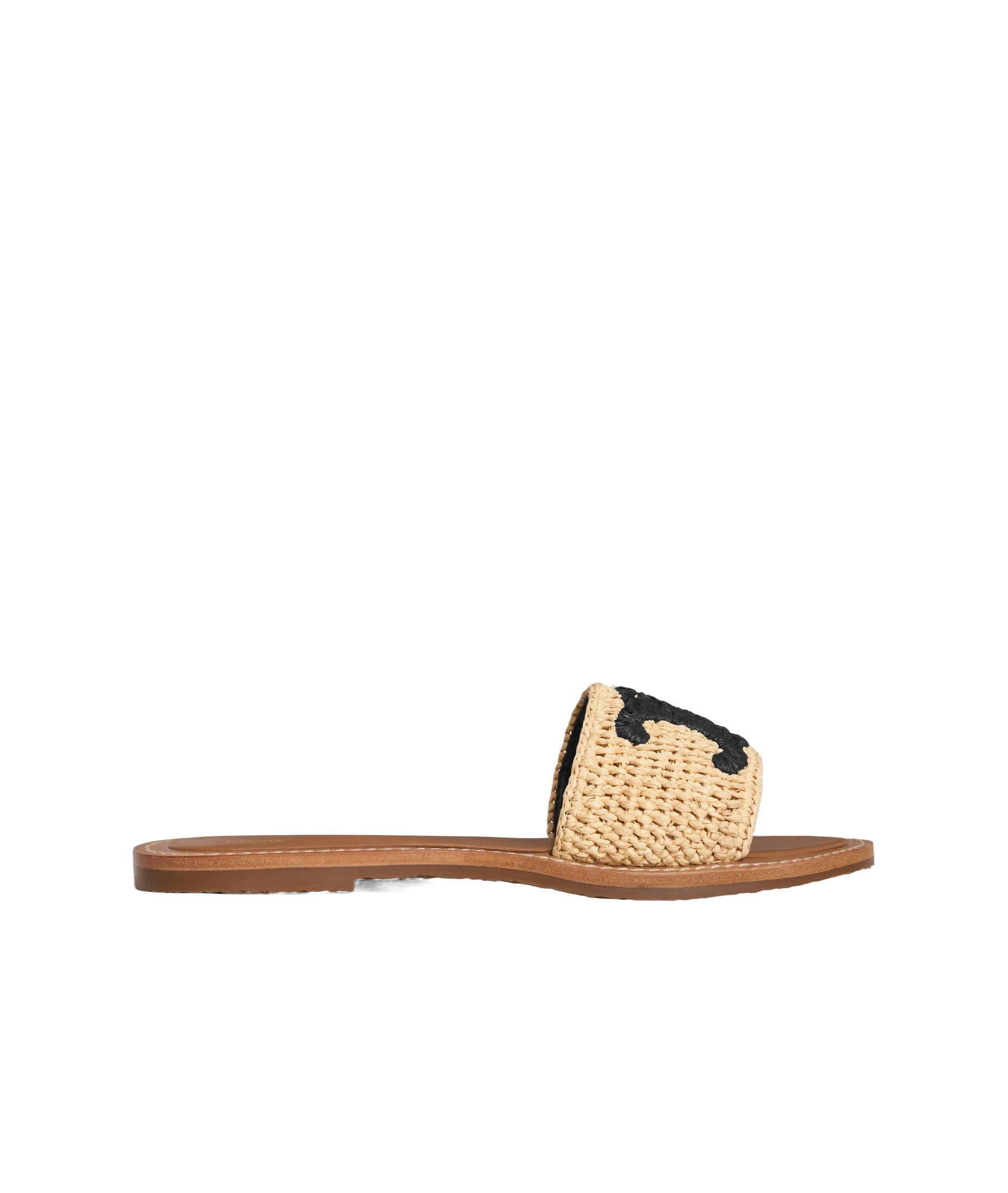 Celine Lympia Mule In Raffia In Brown