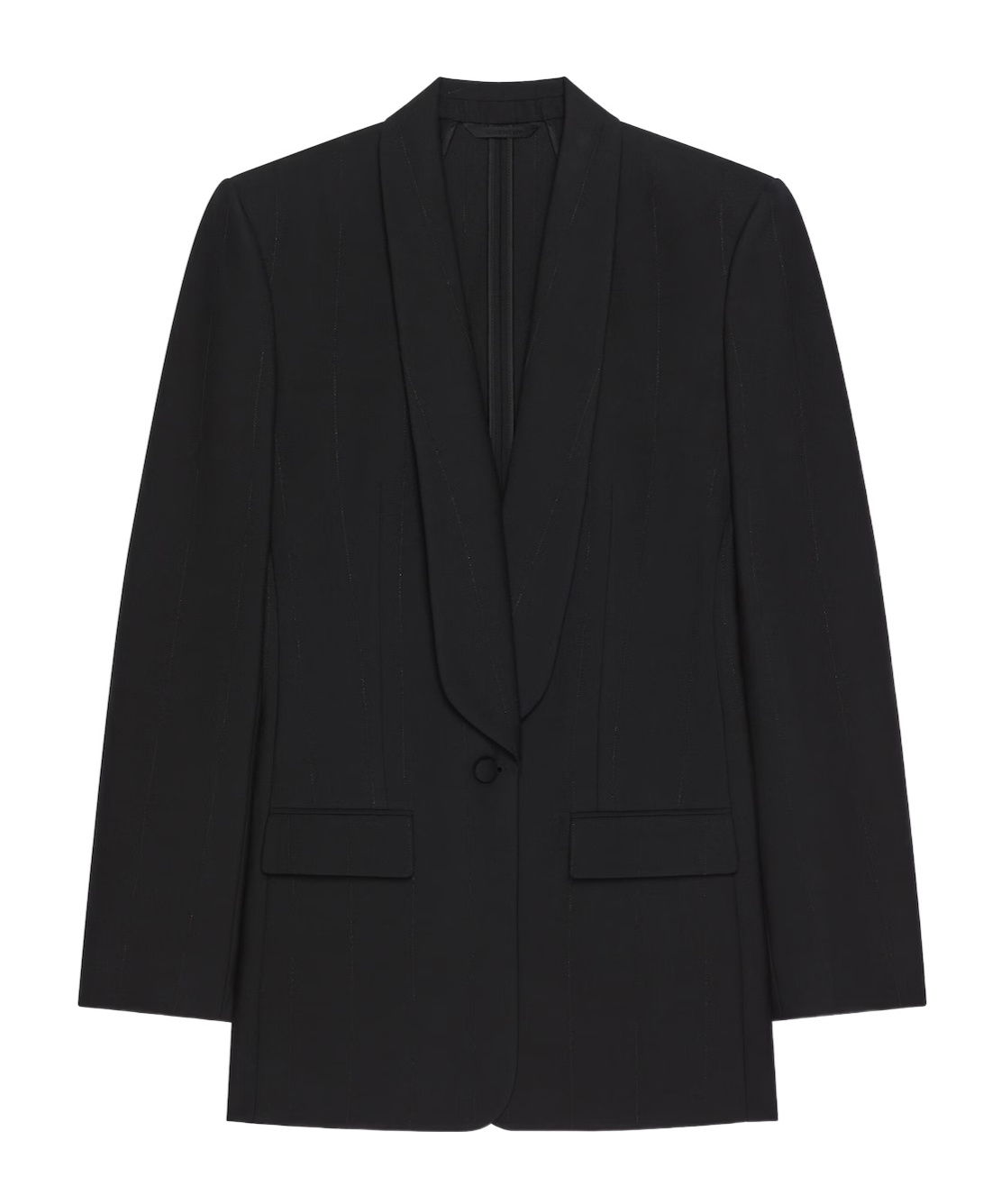 Givenchy Metallic Pinstripe One-button Blazer In Black