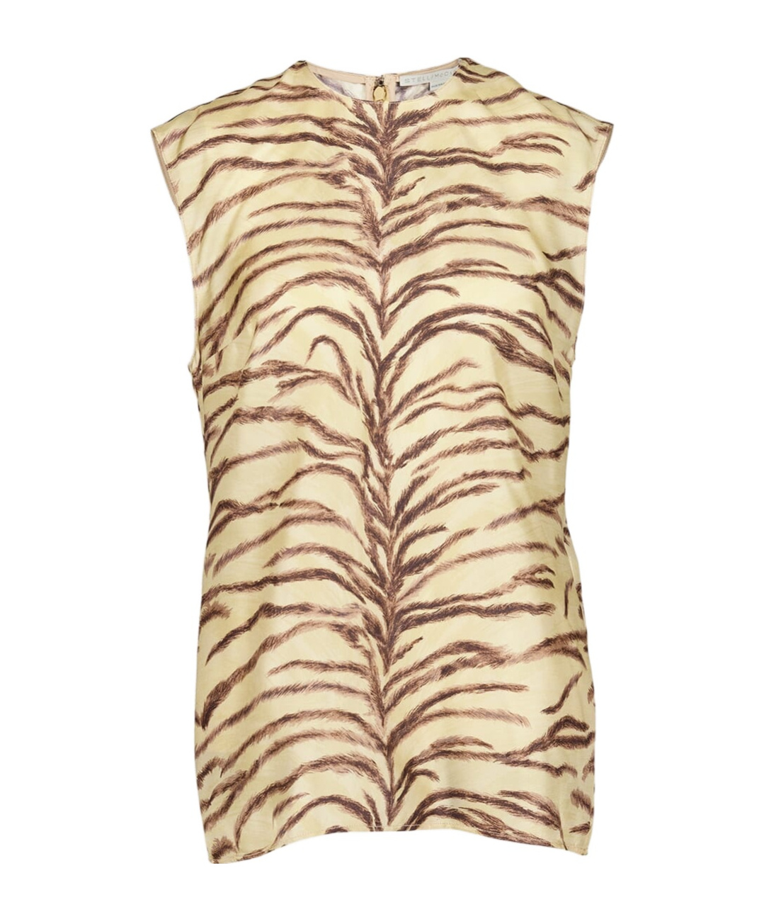 Stella Mccartney Tiger-print Silk Top In Nude