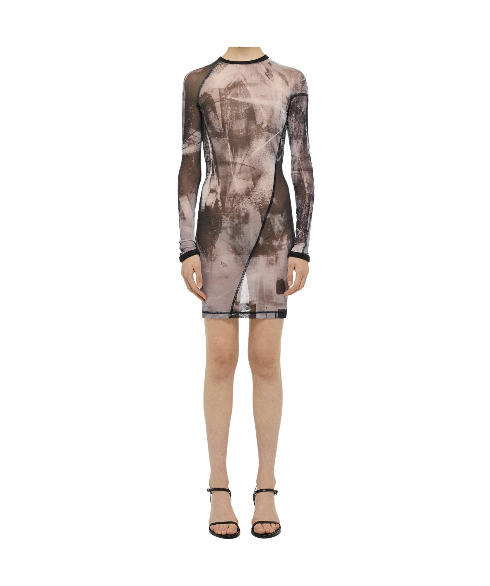 Helmut Lang Scribbe Twisted Dress In Gray