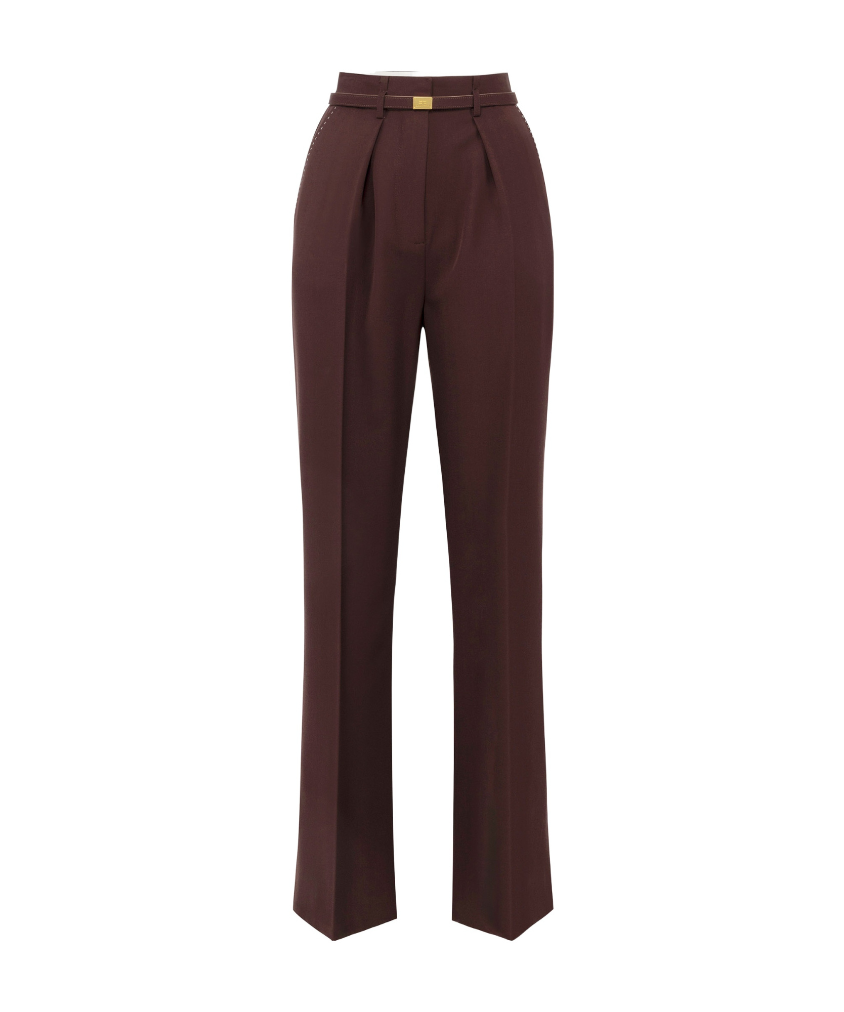Elisabetta Franchi Contrast-color Open-thread Decorative Casual Pants In Red