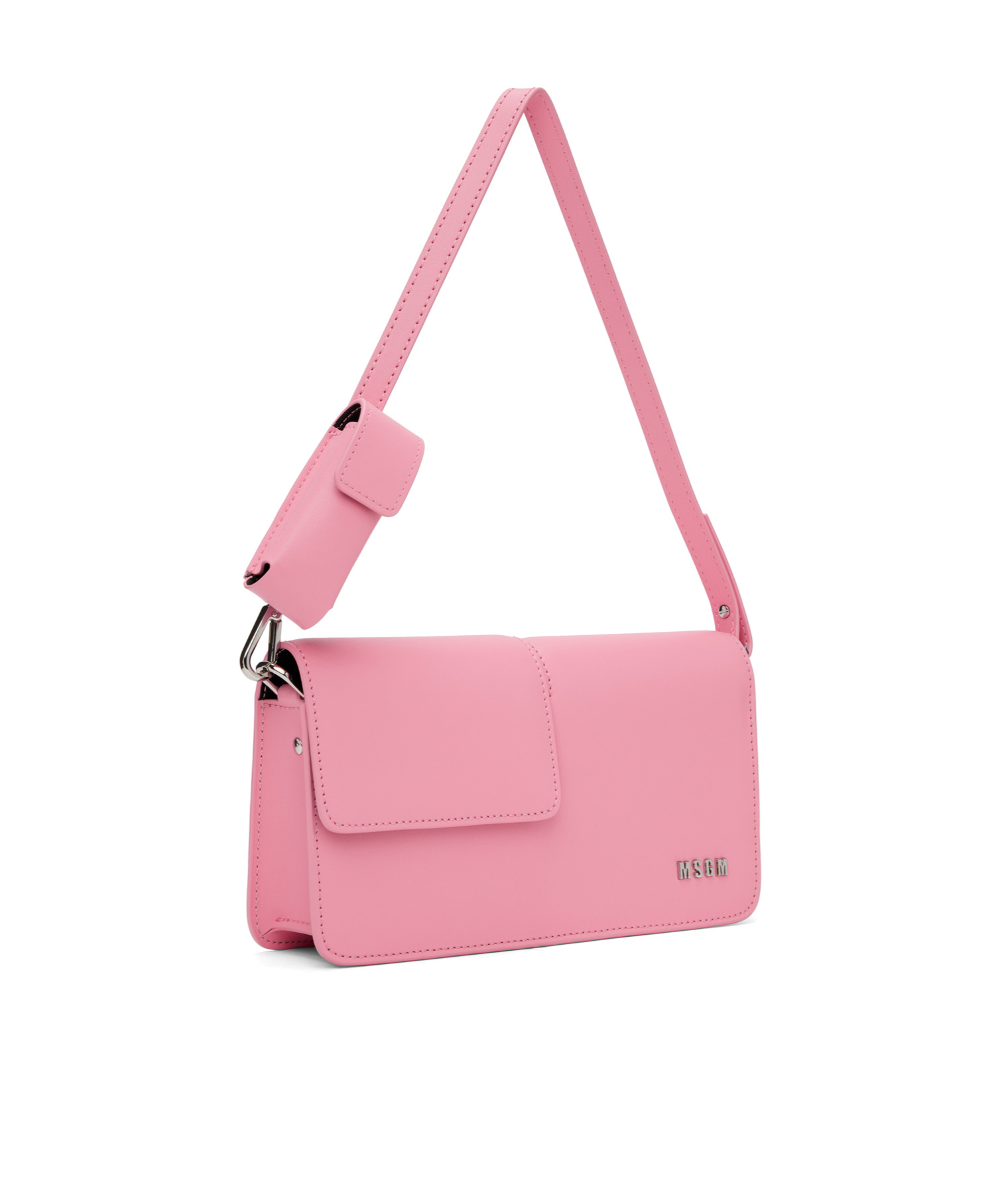 Msgm Logo-lettering Shoulder Bag In Pink