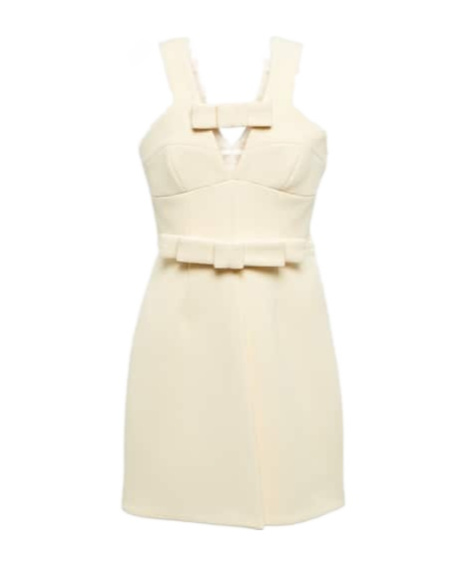 Jil Sander Bow-detail Wool-blend Minidress In Gold
