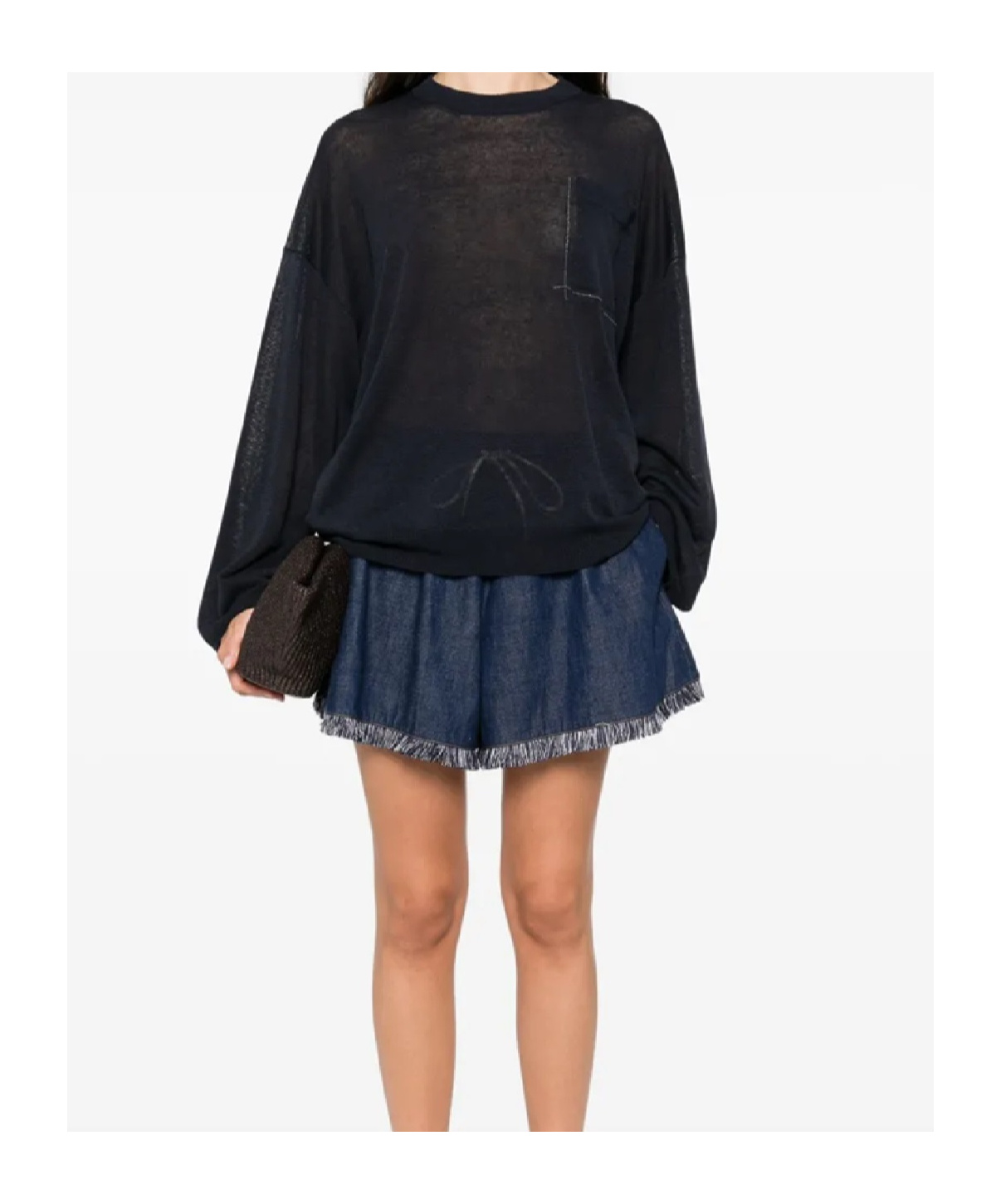 Brunello Cucinelli Long-sleeve Relaxed Fit Sweater With Pocket Detail In Blue