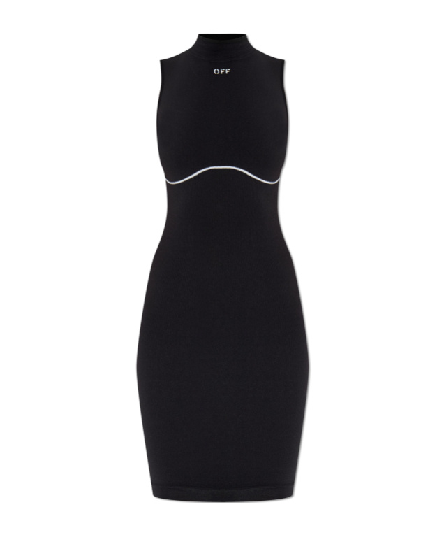 Off-white Logo-detail Mini Dress In Black