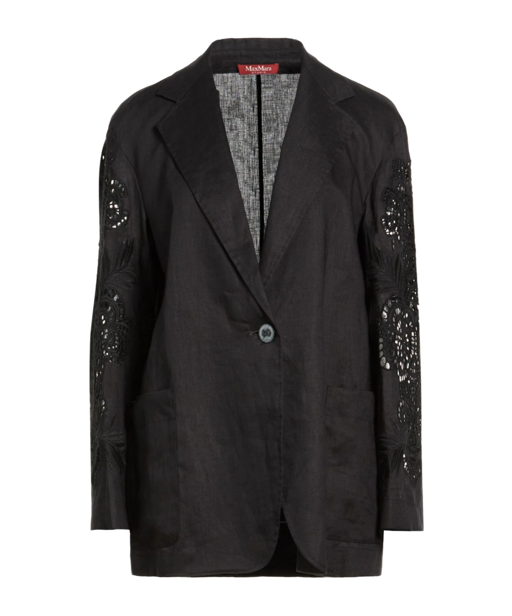 Max Mara Linen Blazer In Black
