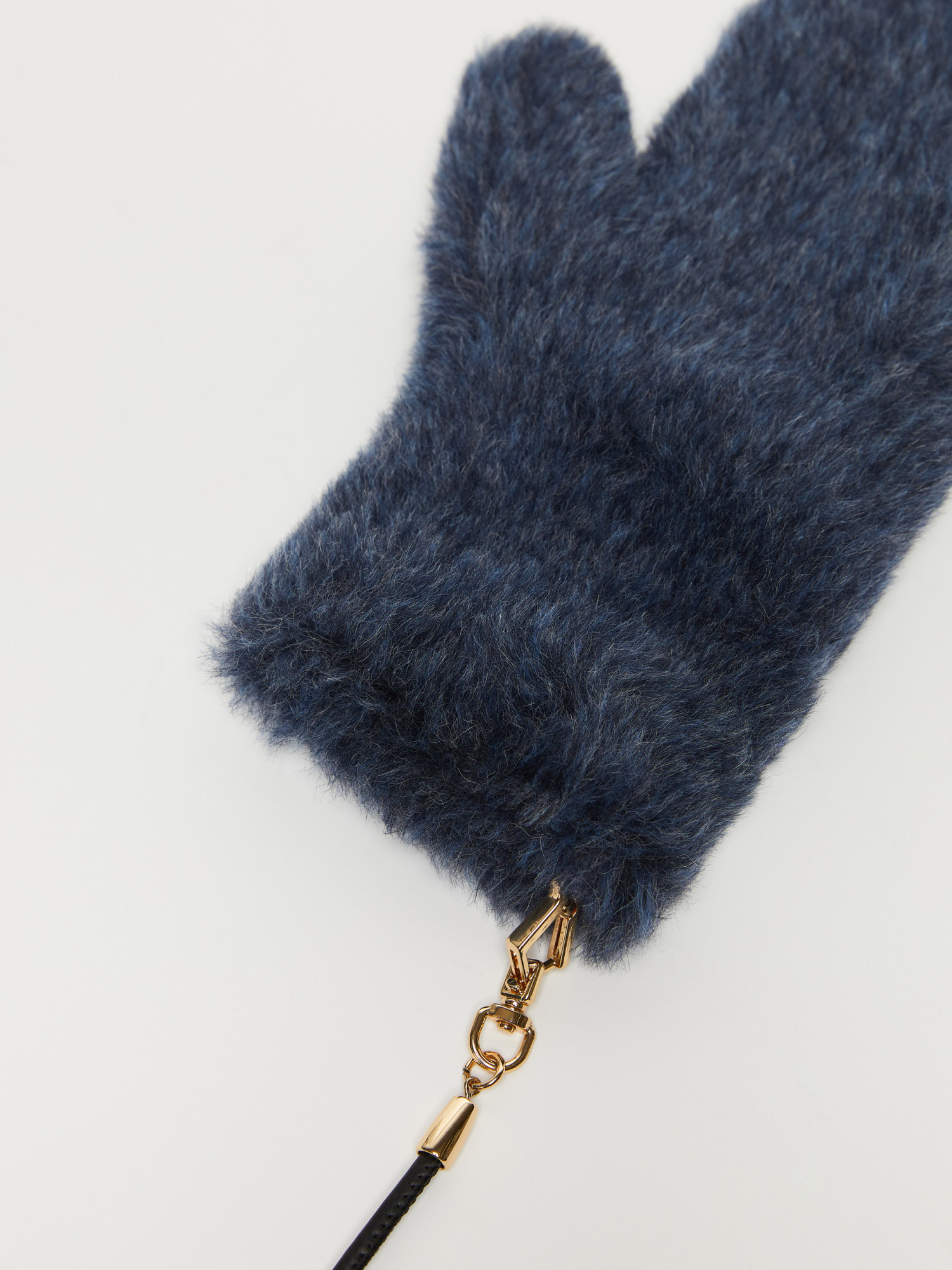Max Mara Logo Wool Gloves In Blue