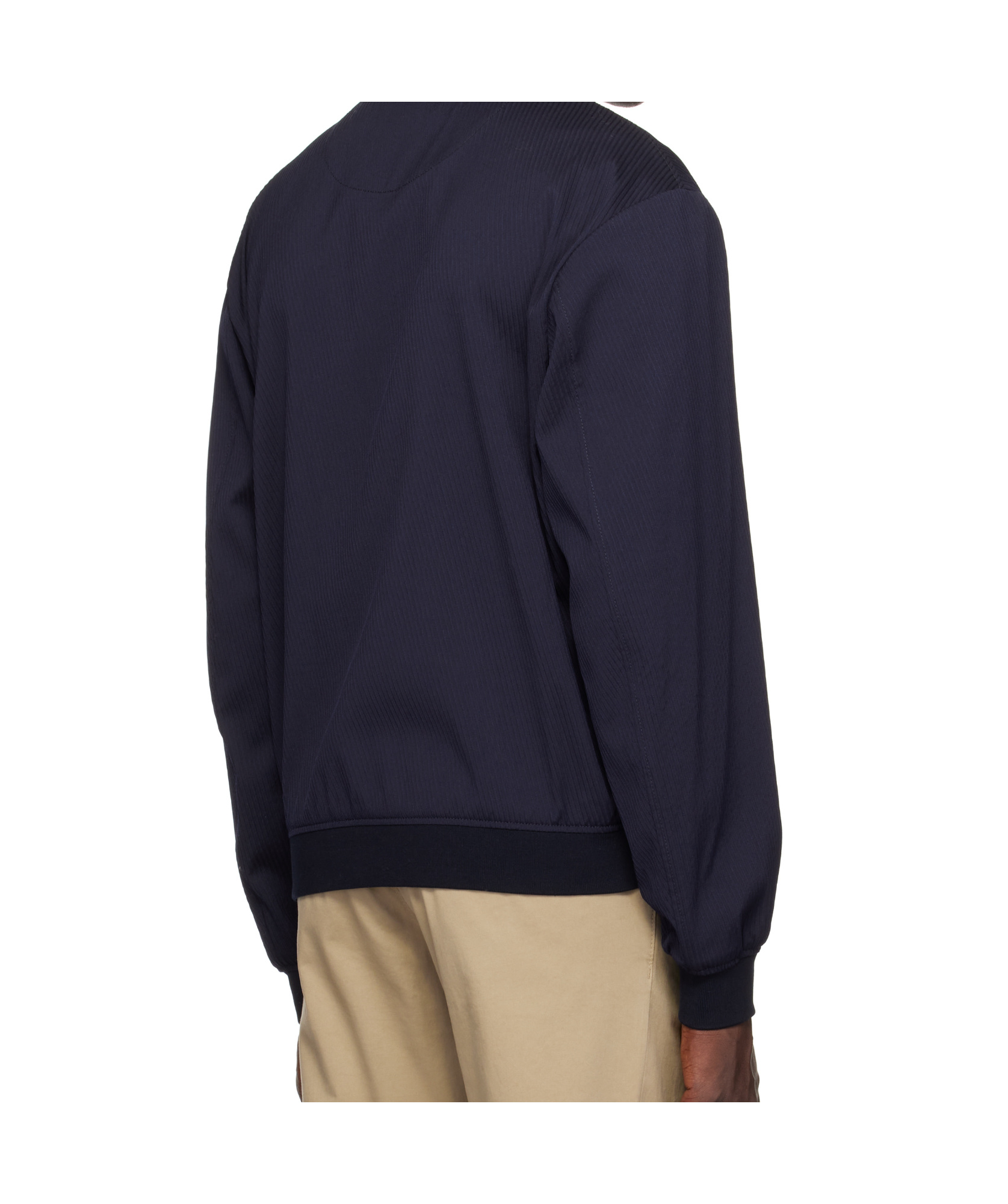 Hugo Boss Navy Twill Bomber Jacket In Black