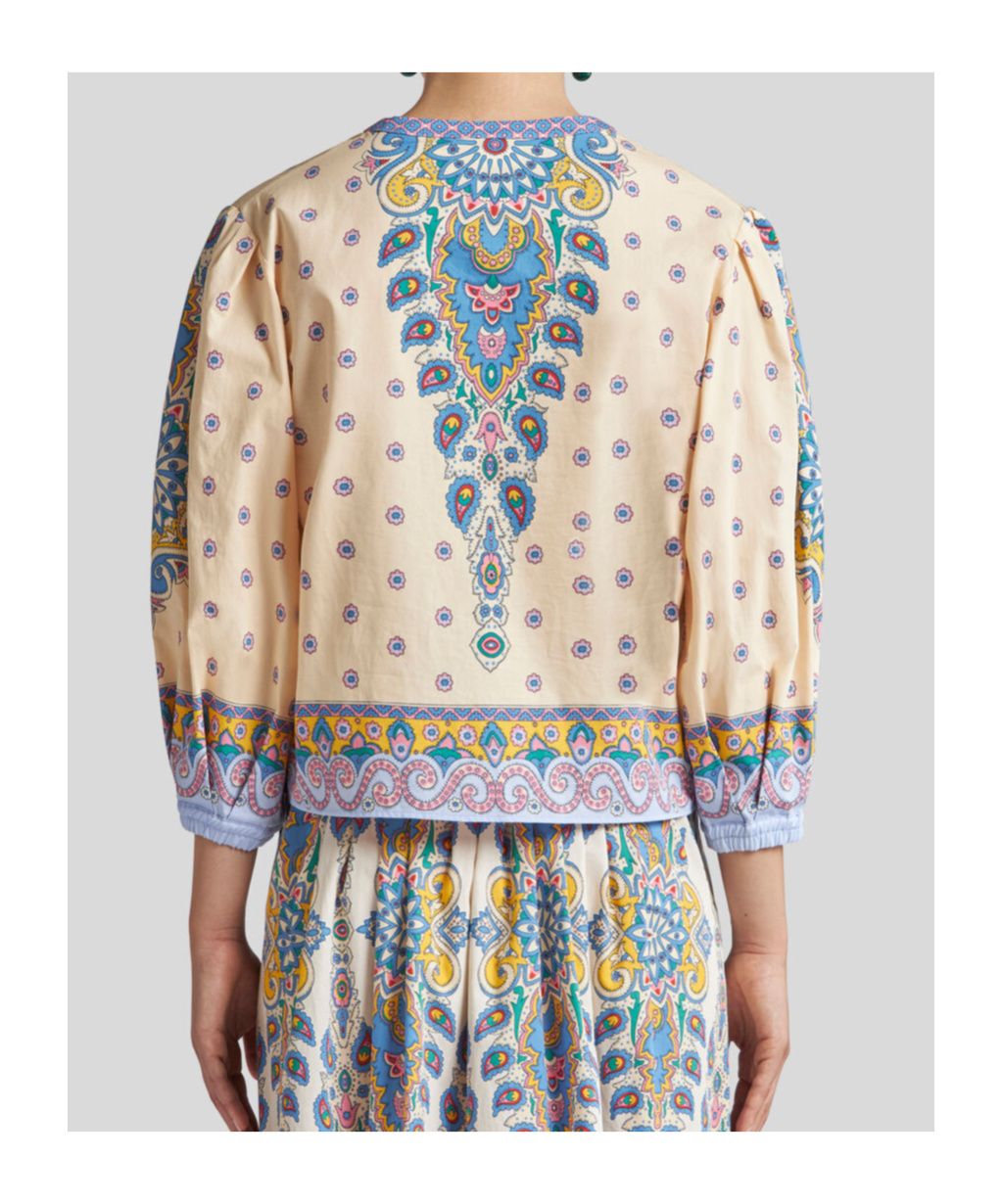 Etro Printed Cotton Blouse With Balloon Sleeves Women In Nude