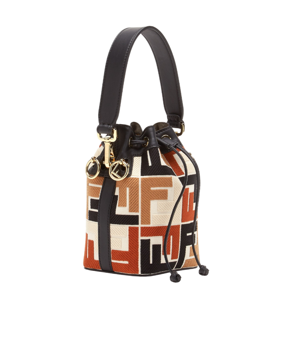 Fendi Multicolour Canvas Mini-bag With Ff Embroidery In Black