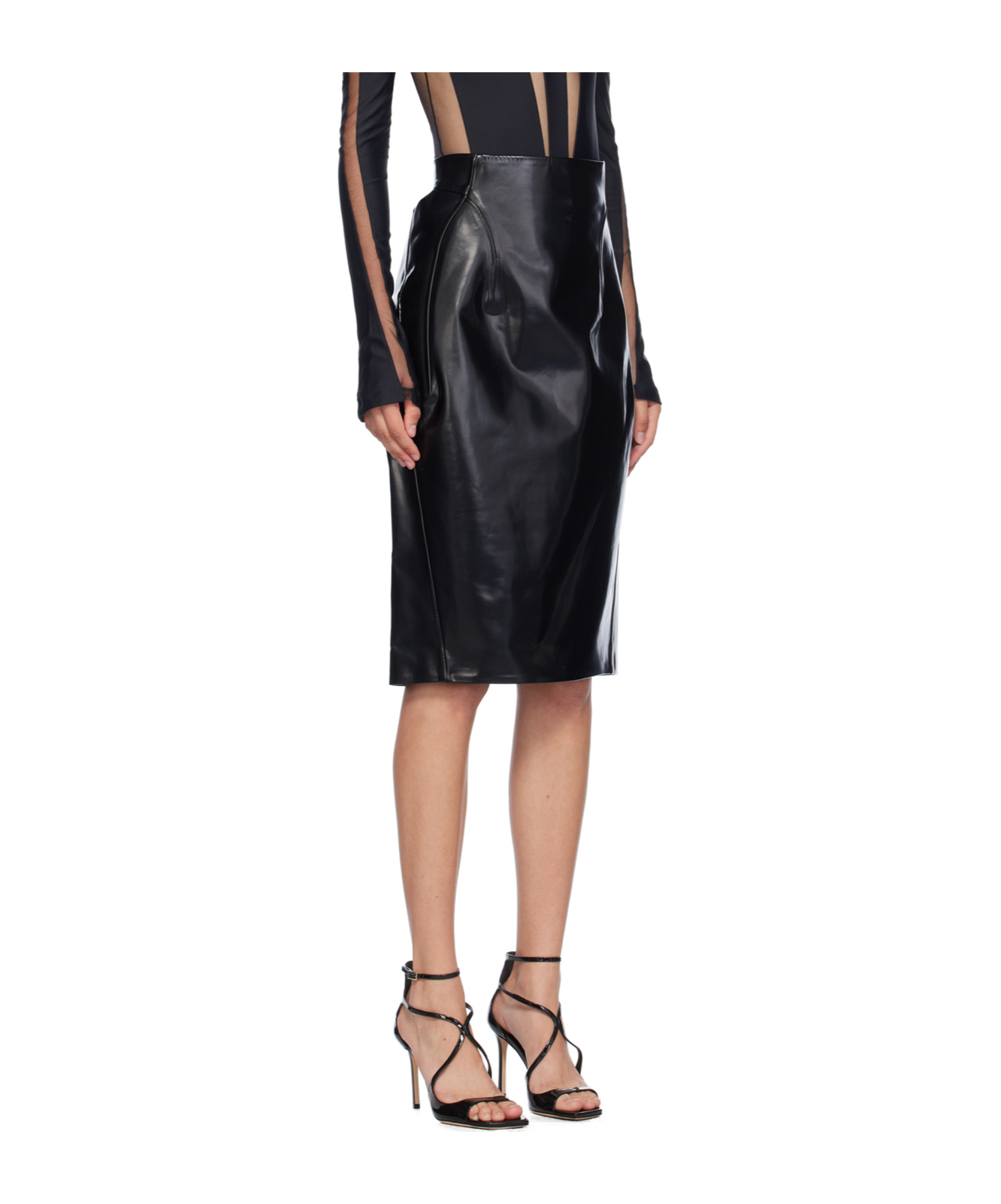 Mugler Hollow-out Detail Skirt At The Waist In Black
