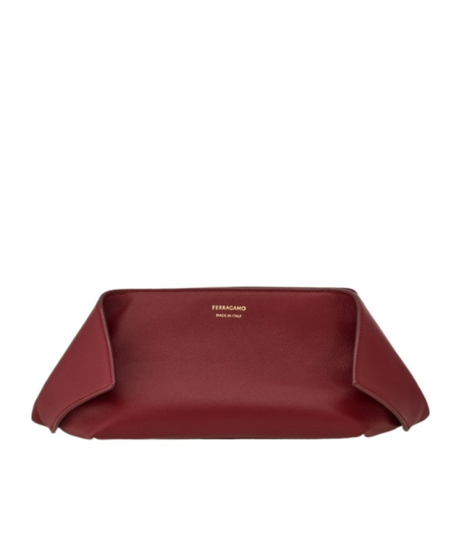 Ferragamo Fold Side Clutch In Red