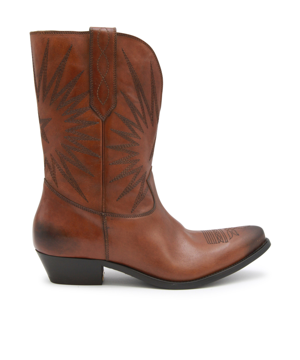 Golden Goose Pointed Toe Stacked Heel Ankle Boots In Brown