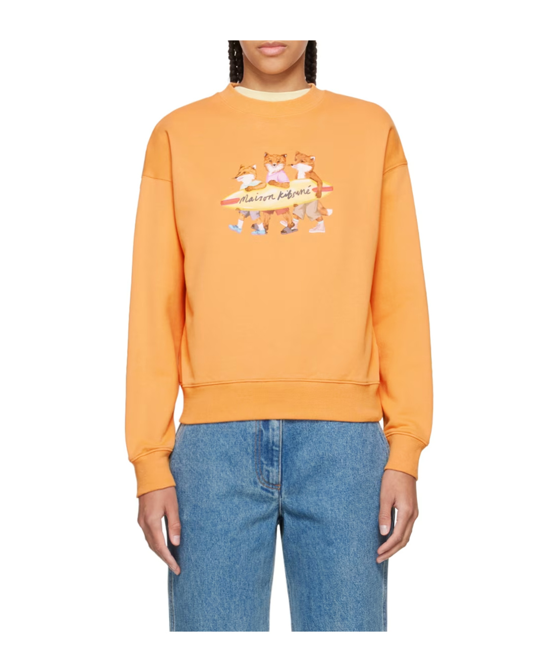 MAISON KITSUNÉ SURFING FOXES COTTON SWEATSHIRT