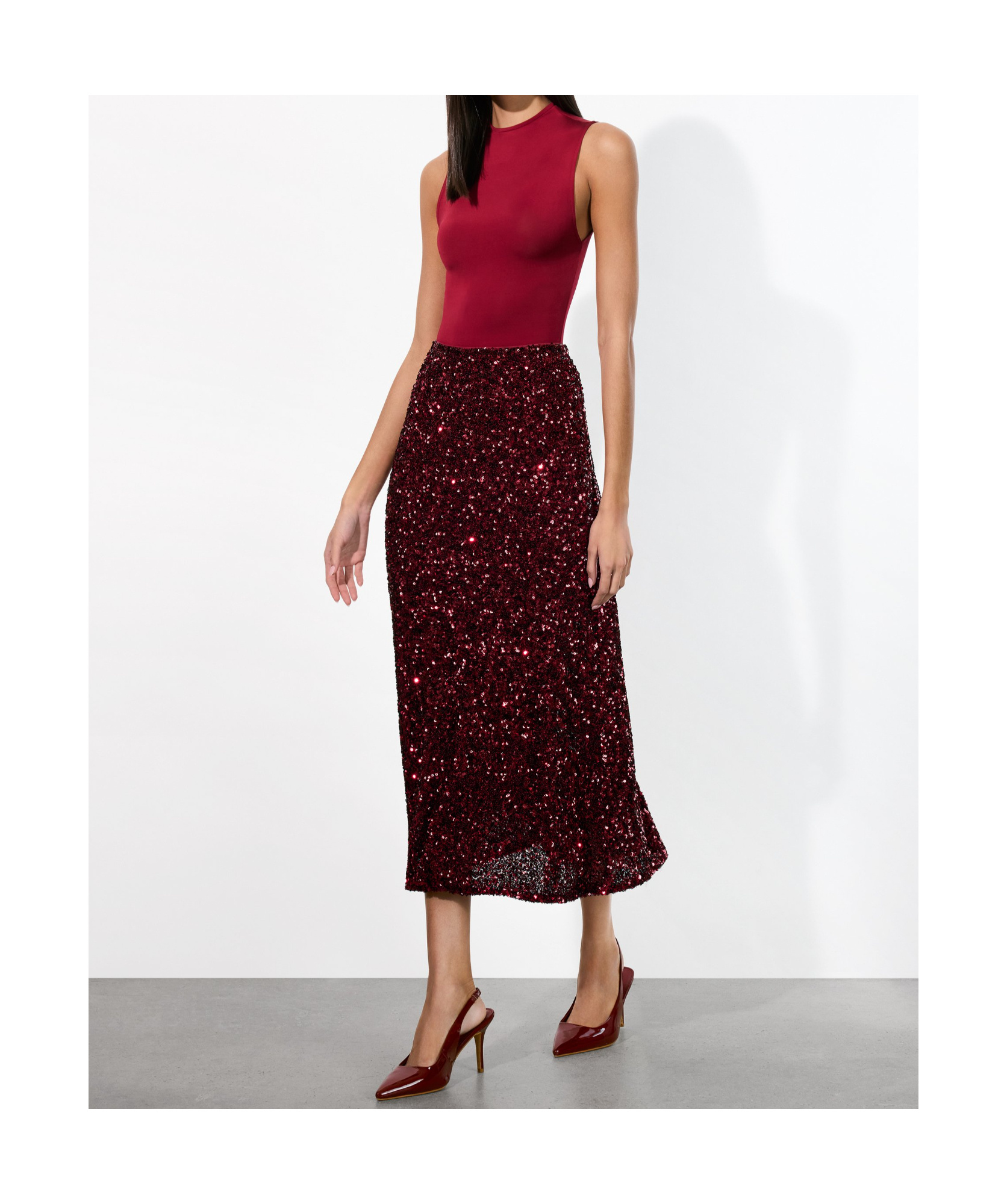 Alice And Olivia Sequin-embellished Flared Skirt In Brown