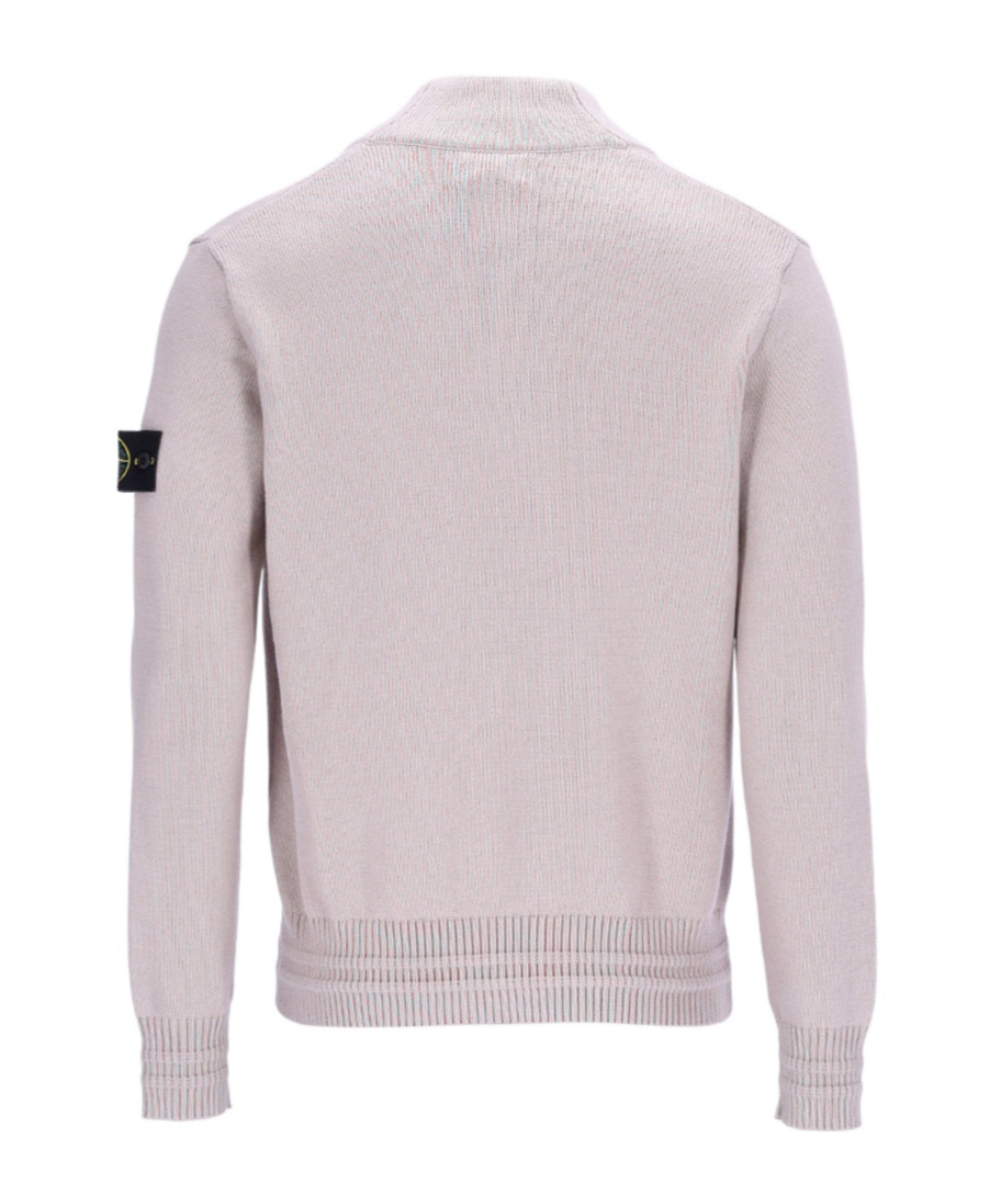 Stone Island Long-sleeved Knitted Cardigan In White