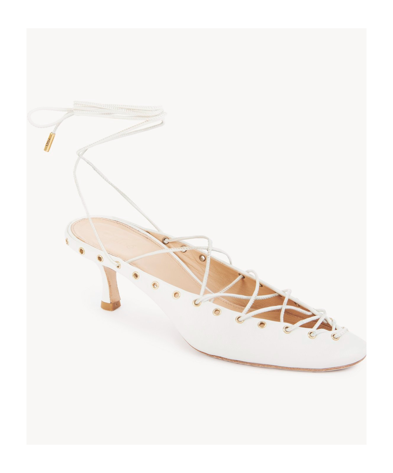 Shop Chloé Ghillies High Heel Sandals In White