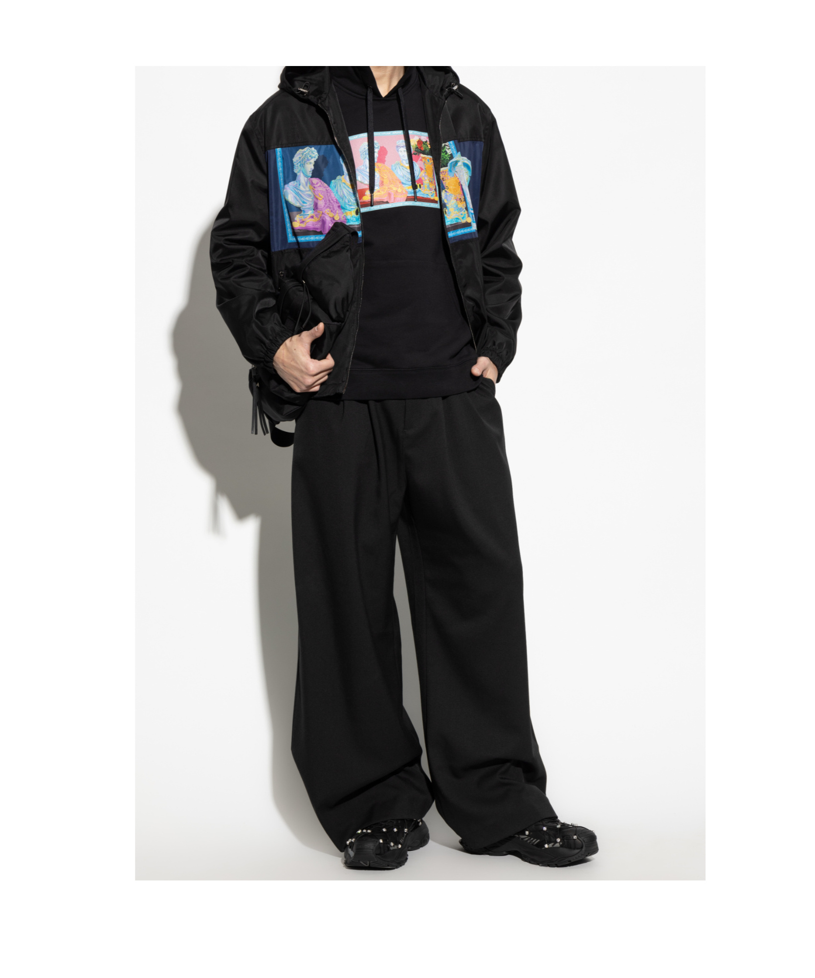 Versace Long-sleeved Casual Jacket In Black