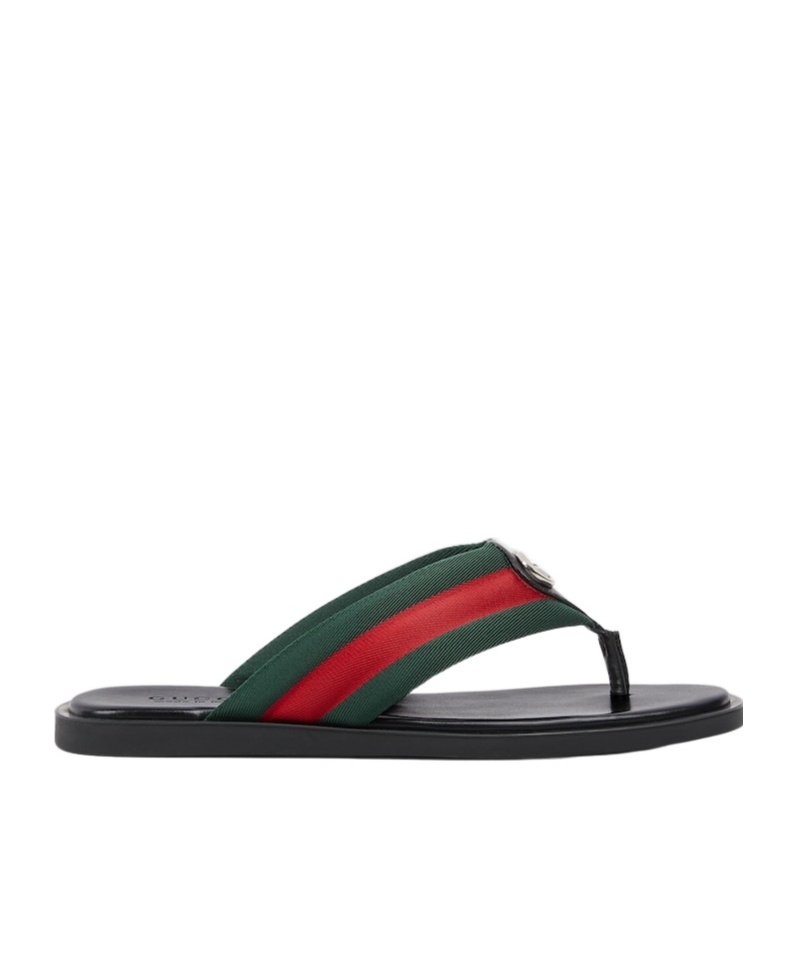 Gucci Gg Web Stripe Slides In Multi