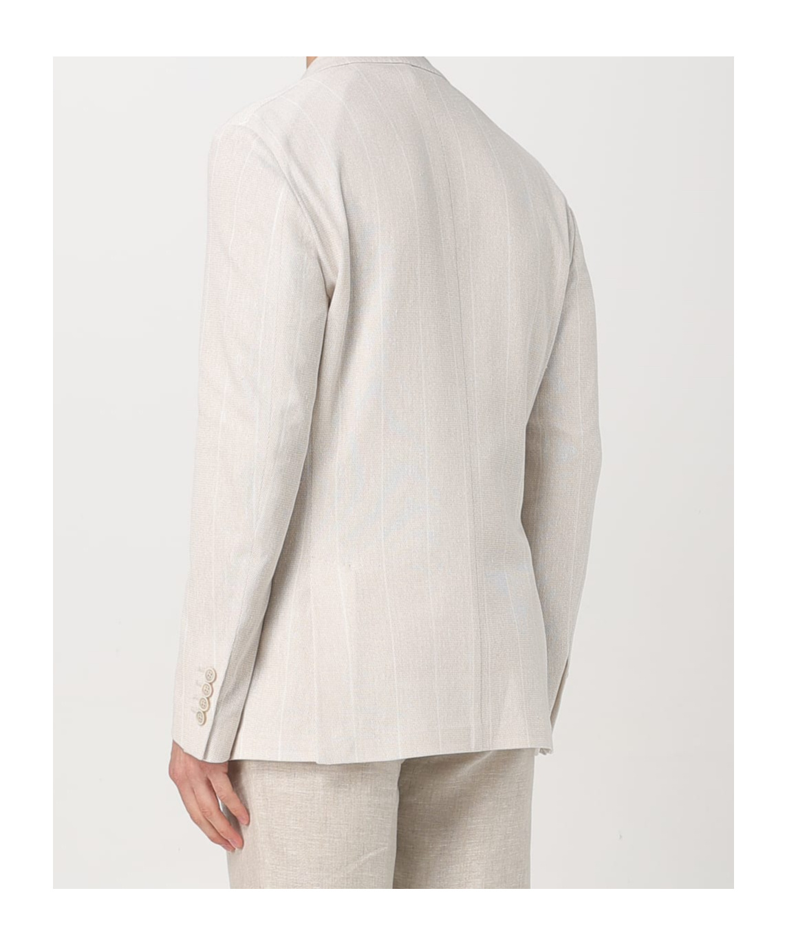 Eleventy Cotton-linen Stripe Blazer In White