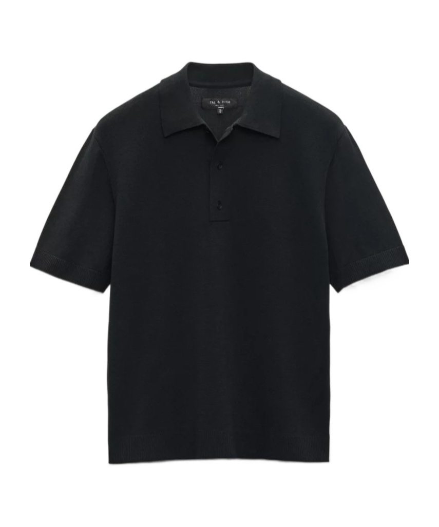 Rag & Bone Short-sleeved Polo Shirt In Black