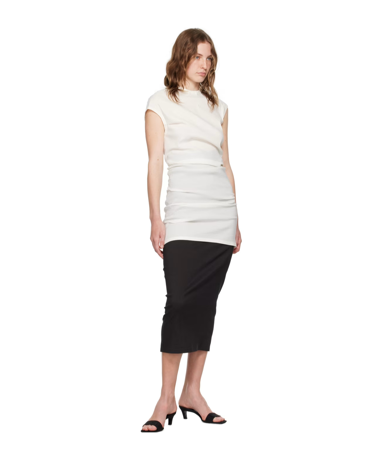 Issey Miyake Irregular Covered Sleeve Blouse In White