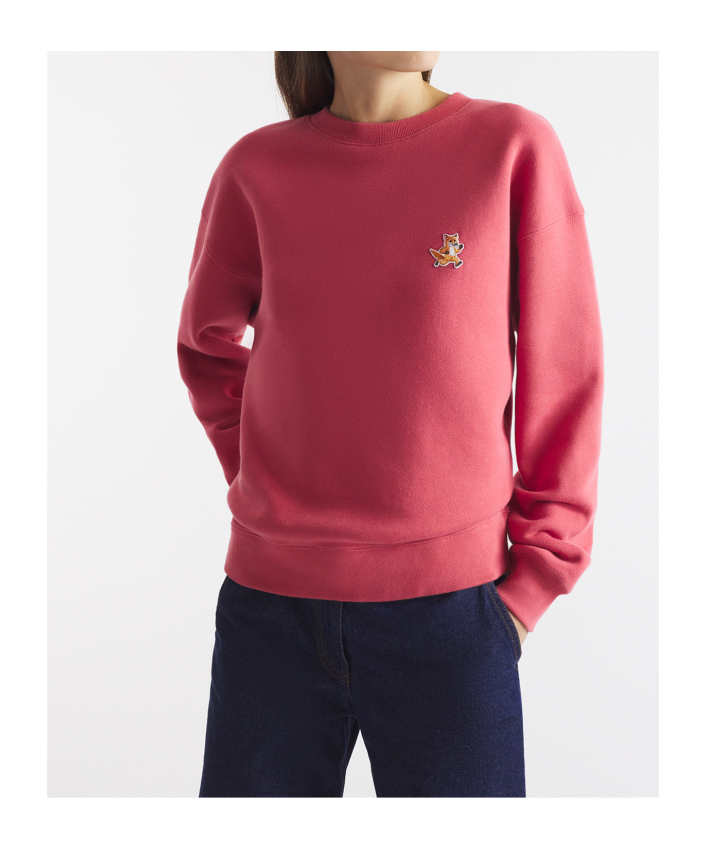 MAISON KITSUNÉ MAISON KITSUNÉ SPEEDY FOX PATCH CREWNECK SWEATSHIRT
