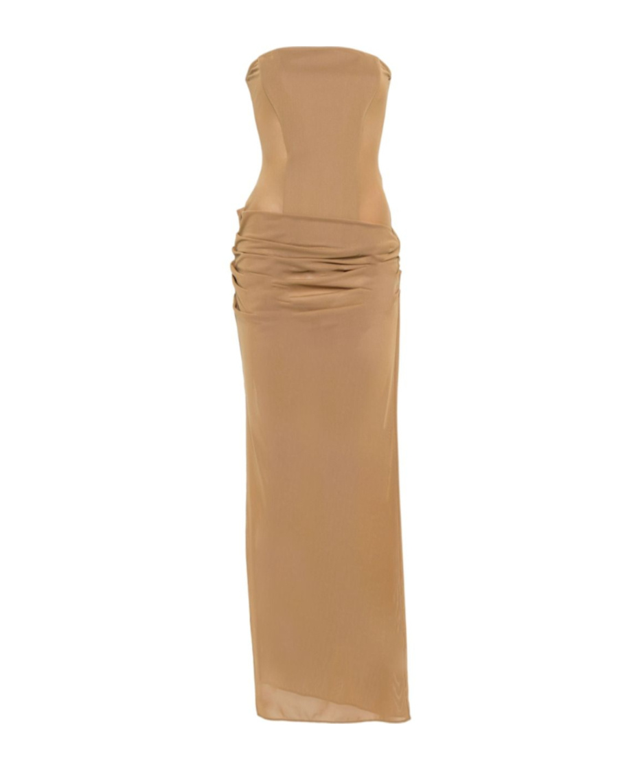 Alex Perry Strapless Longline Column Dress In Brown