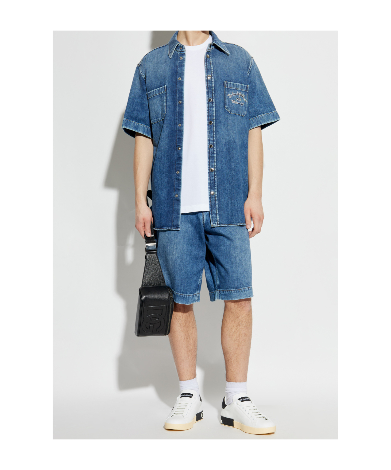 Dolce & Gabbana Light Blue Denim Bermuda Shorts In Blue