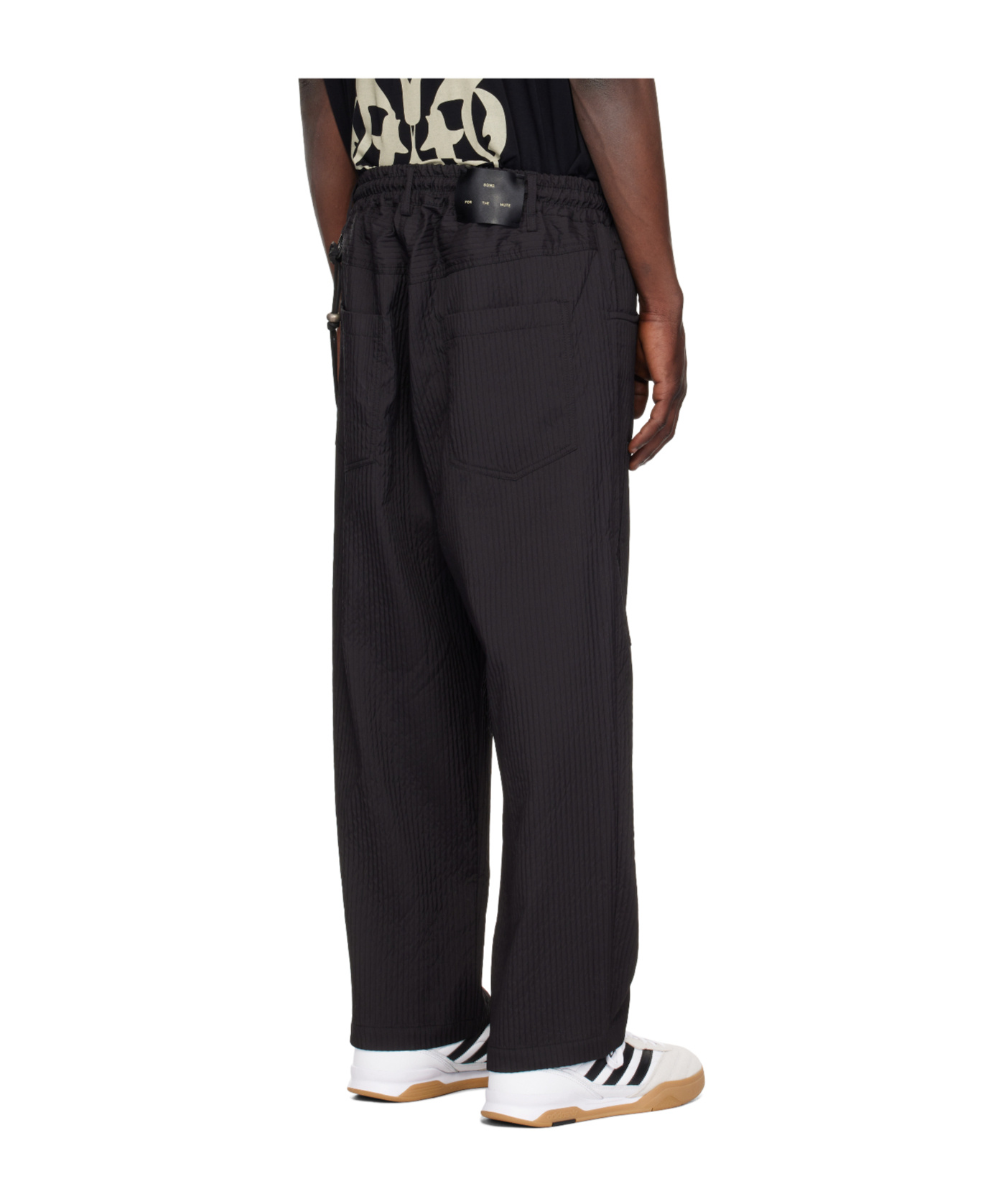 Song For The Mute Elastic Drawstring Casual Pants In Black