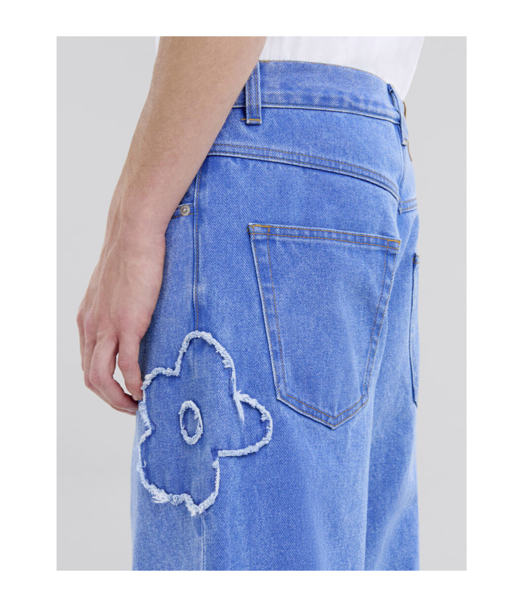 Shop Marni Mid Rise Blue Jeans With Patch Detail