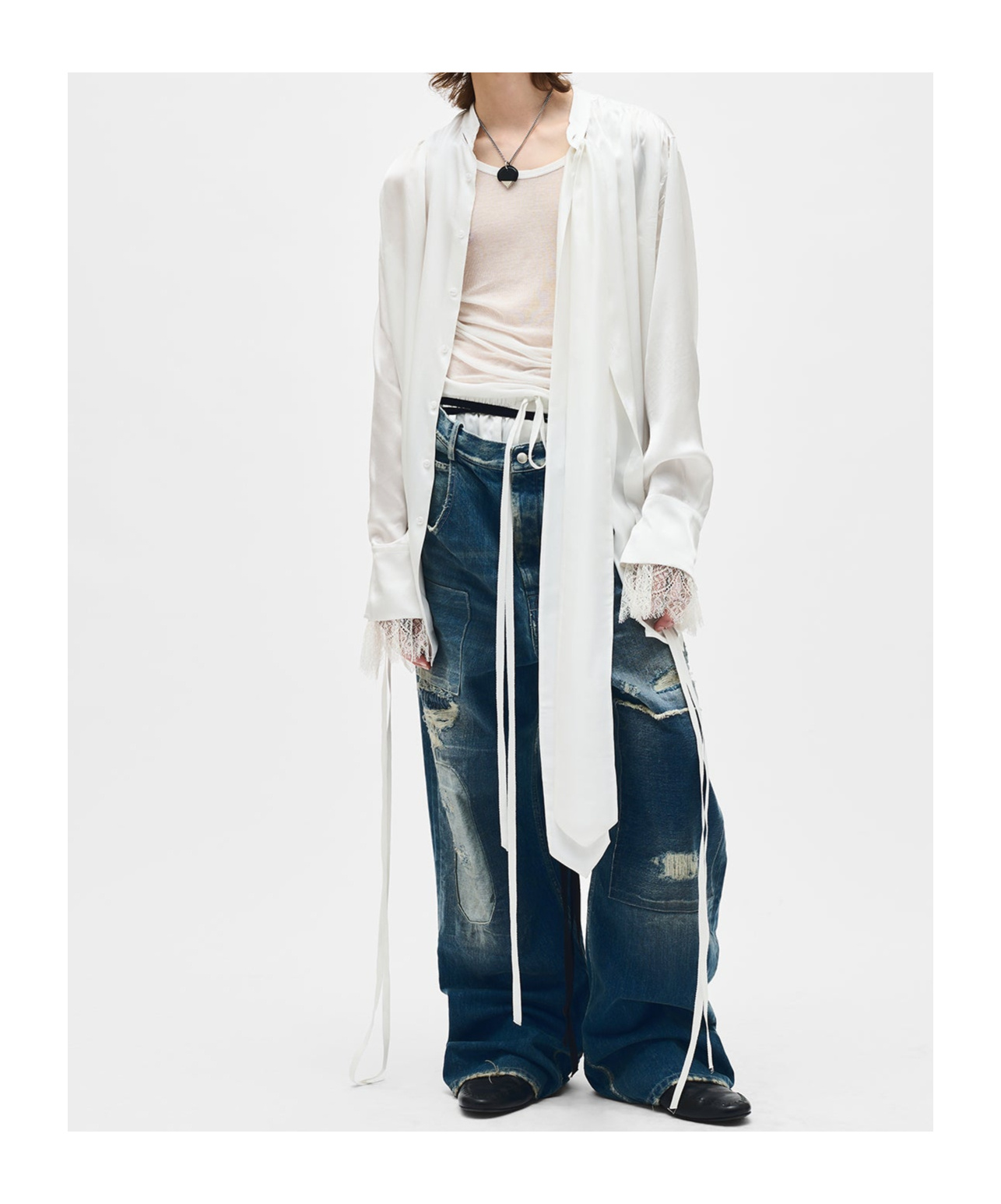 Ann Demeulemeester Solan Comfort Stand Collar Shirt In Natural Color
