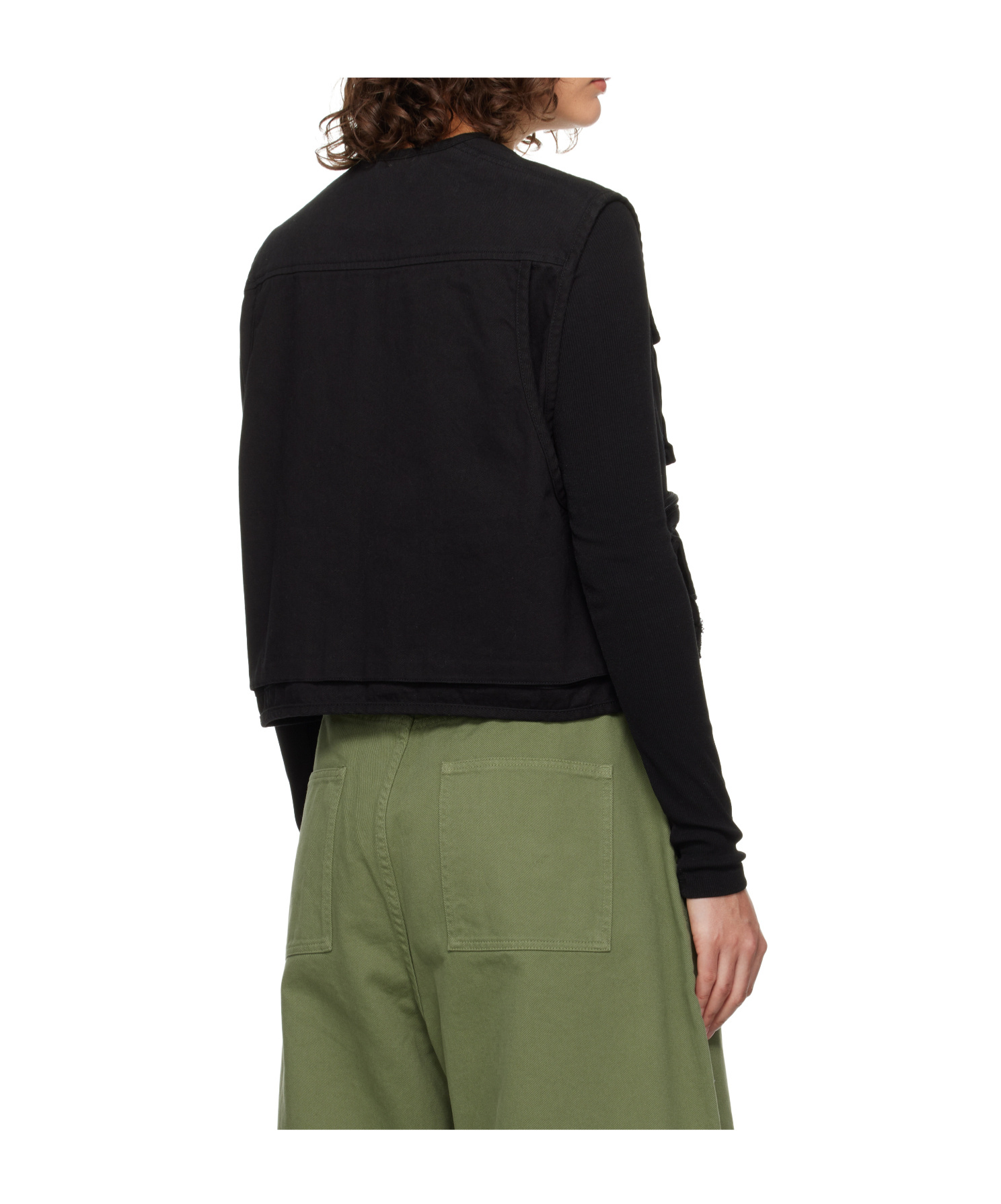 Open Yy Applique Work Vest In Black