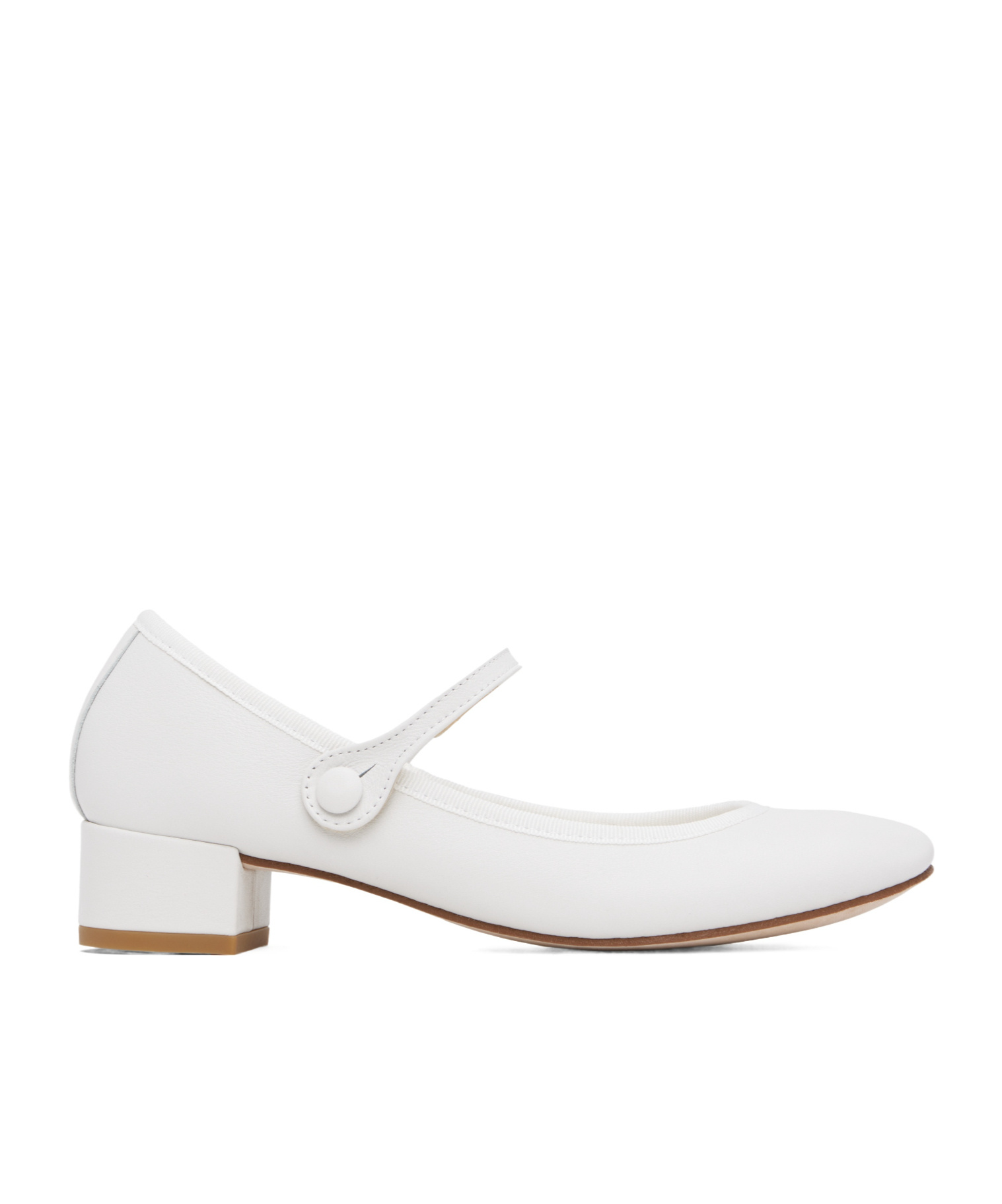 Repetto White Rose Mary Jane Heels In White