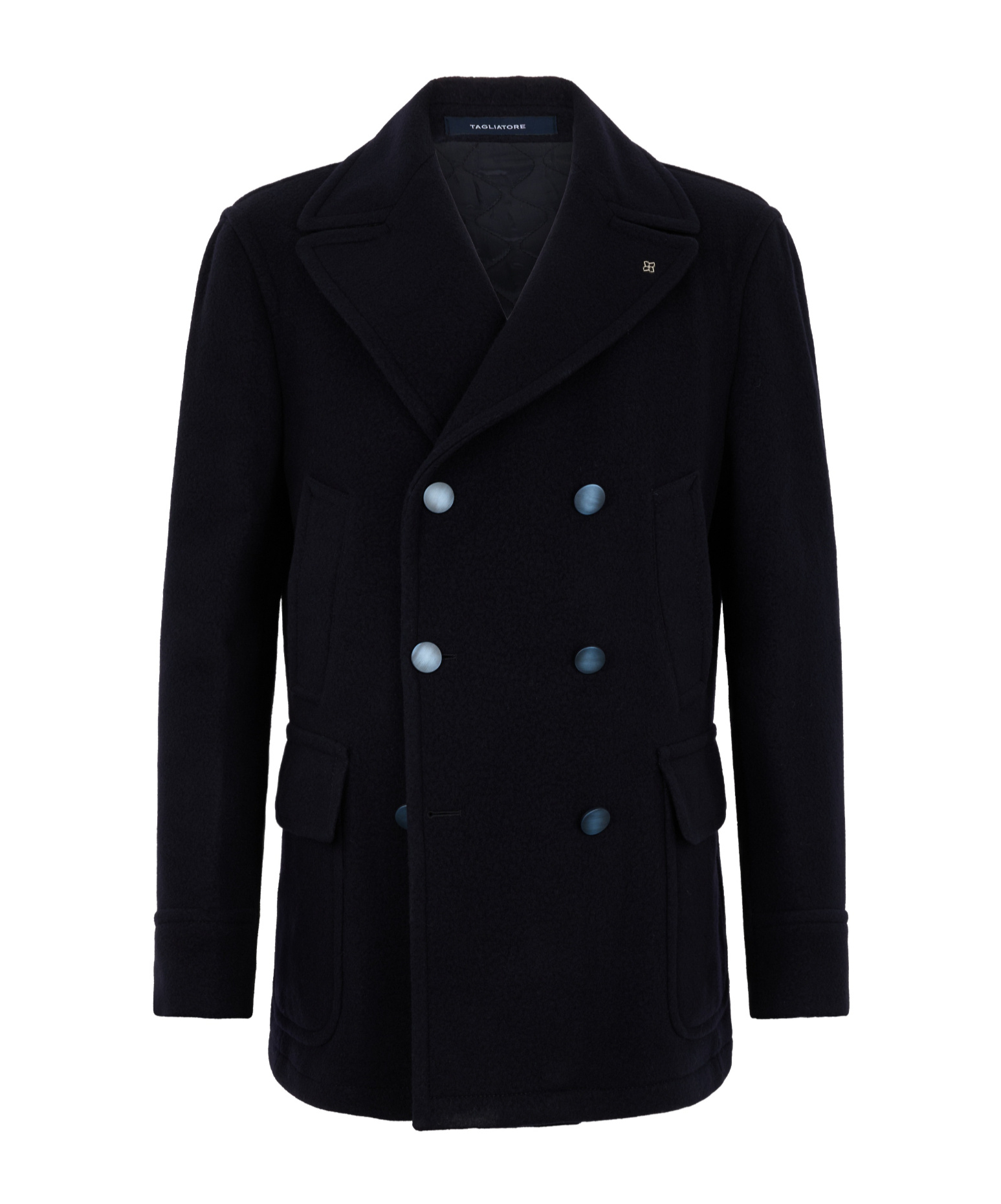 Tagliatore Double-breasted Lapel Peacoat In Blue