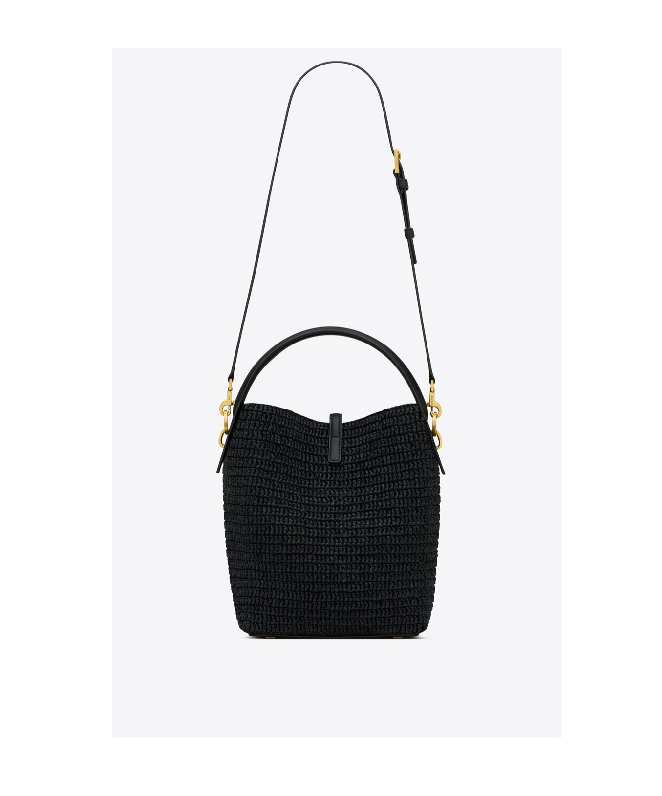 Saint Laurent Le 37 Raffia Bucket Bag In Black