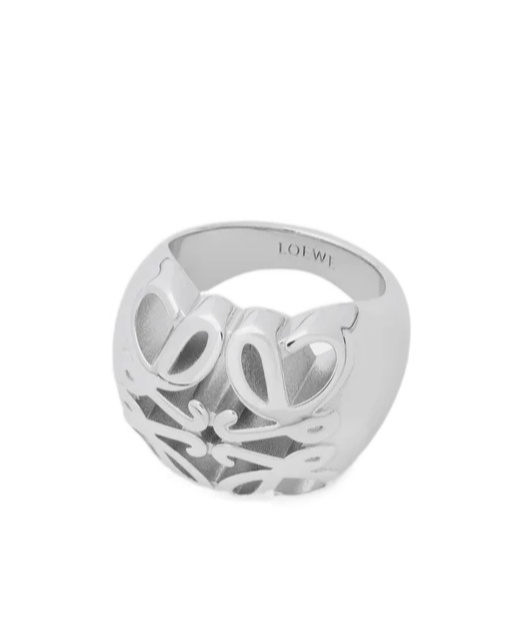 Loewe Anagram Bombe Signet Ring In Silver